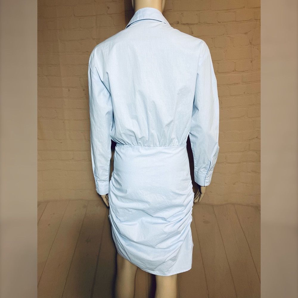 Other New ASTR The Label Blue Cotton Front Button Ruched Dress Si Size M / US 6-8 / IT 42-44 - 3 Thumbnail