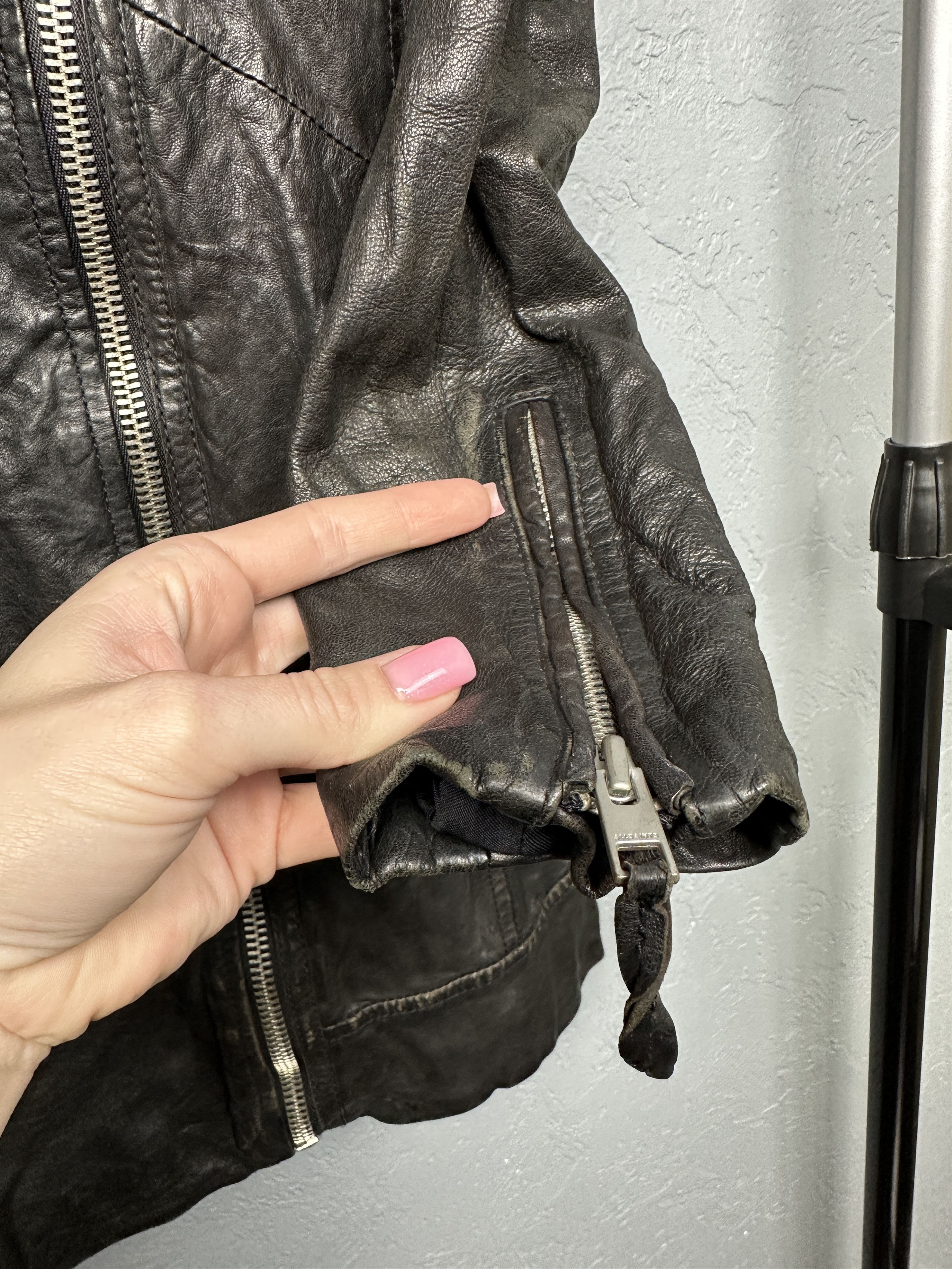 Allsaints Allsaints Womens Blake Biker Leather Jacket Size S / US 4 / IT 40 - 7 Thumbnail