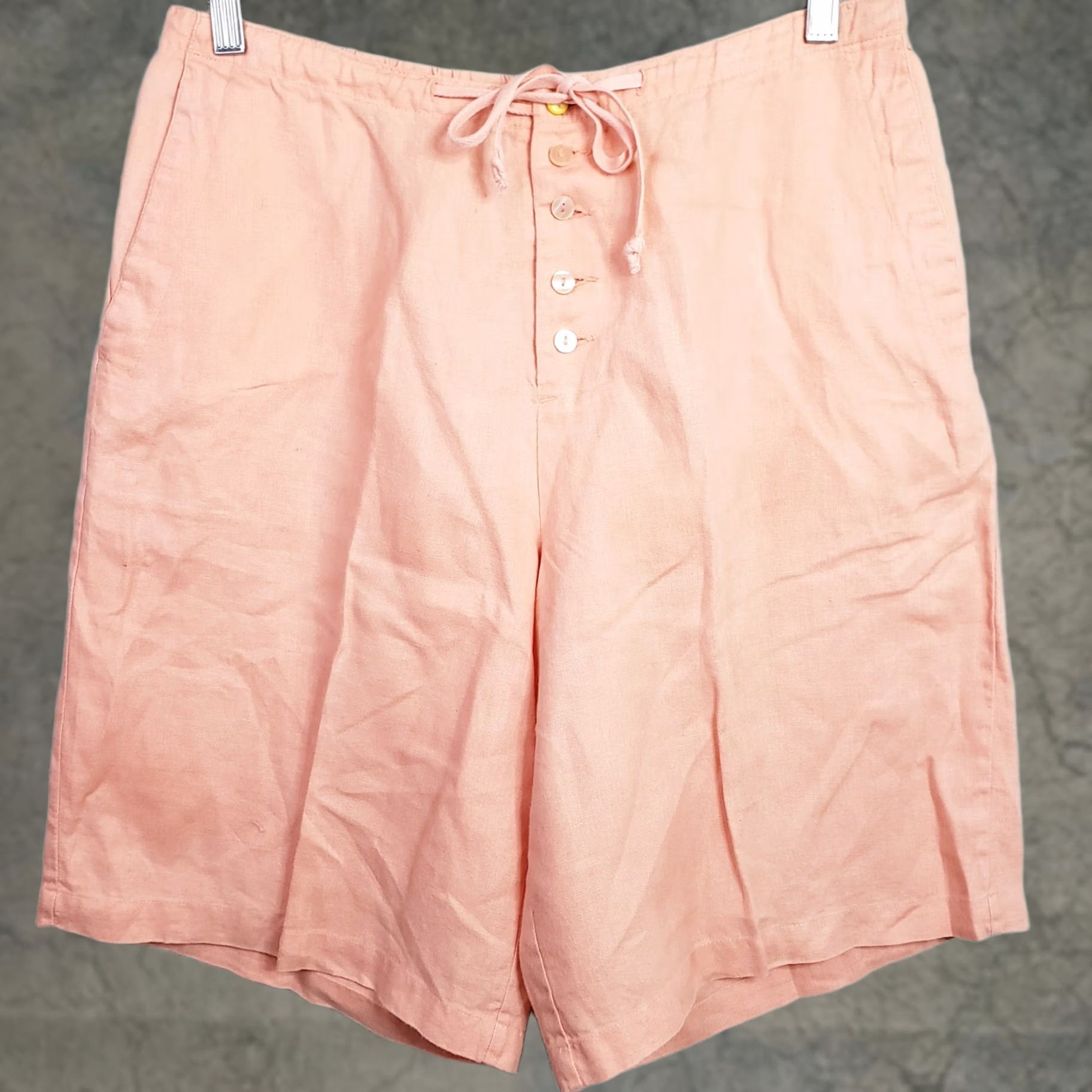 Pinko Chadwicks Of Boston Women's Bermuda Shorts 14 100% Linen Pink Drawstring, Regular, Pink, Women Size 36" / US 14 / IT 50 - 1 Thumbnail