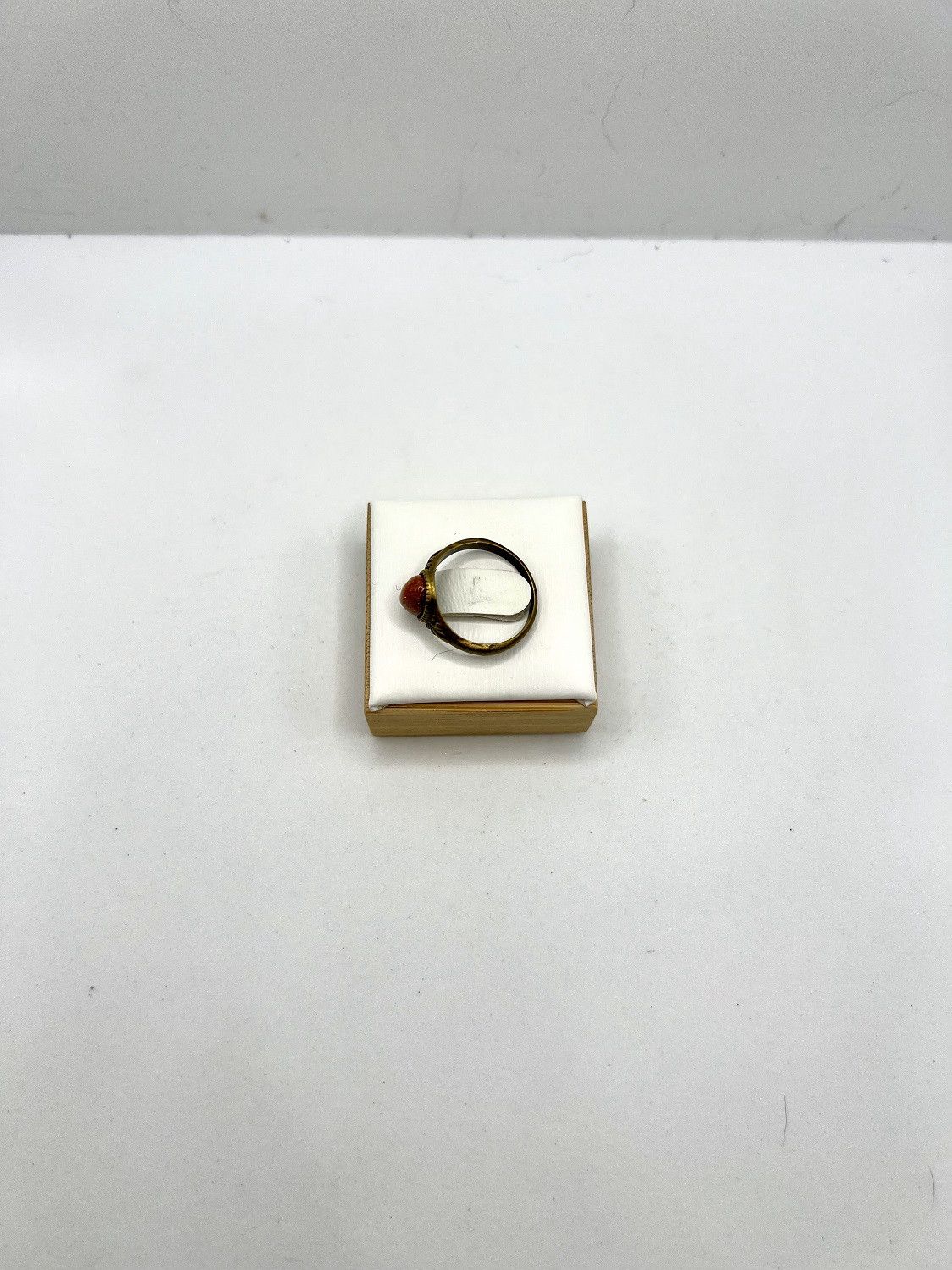 Handmade Red Cinnabar Bead bronze ring - size 6 Size ONE SIZE - 3 Thumbnail