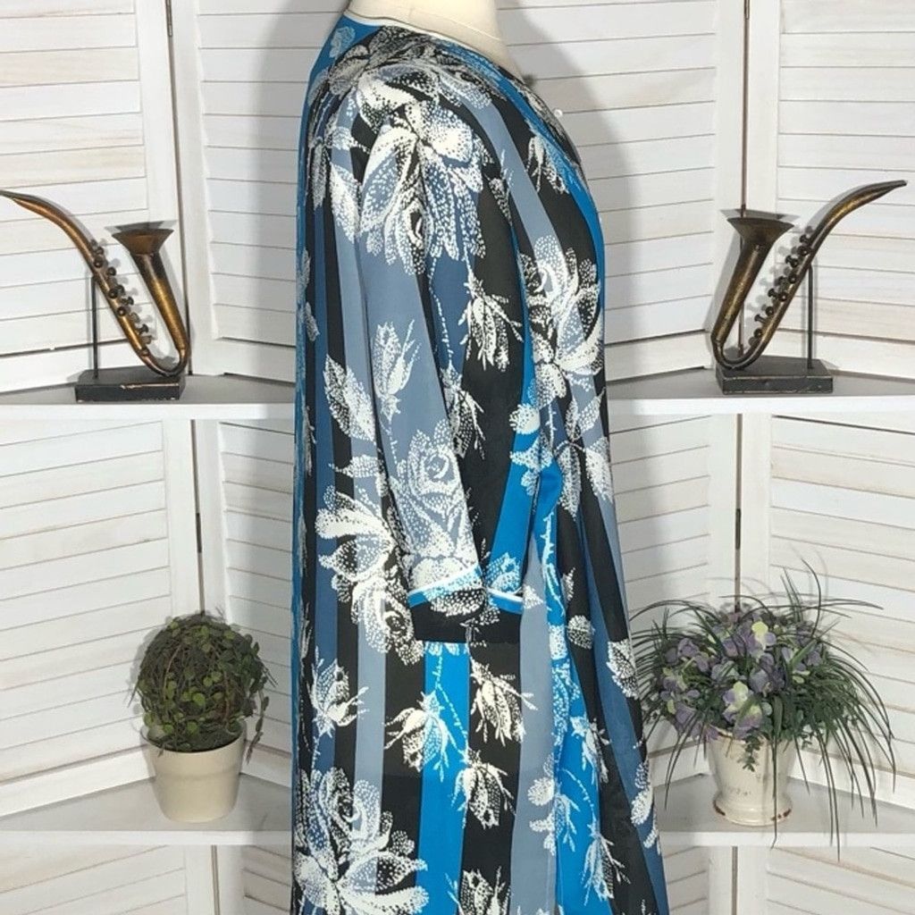 Bob Mackie Bob Mackie Wearable Art Duster Dress Floral Blue/Black sz 2X Size XS / US 0-2 / IT 36-38 - 4 Thumbnail