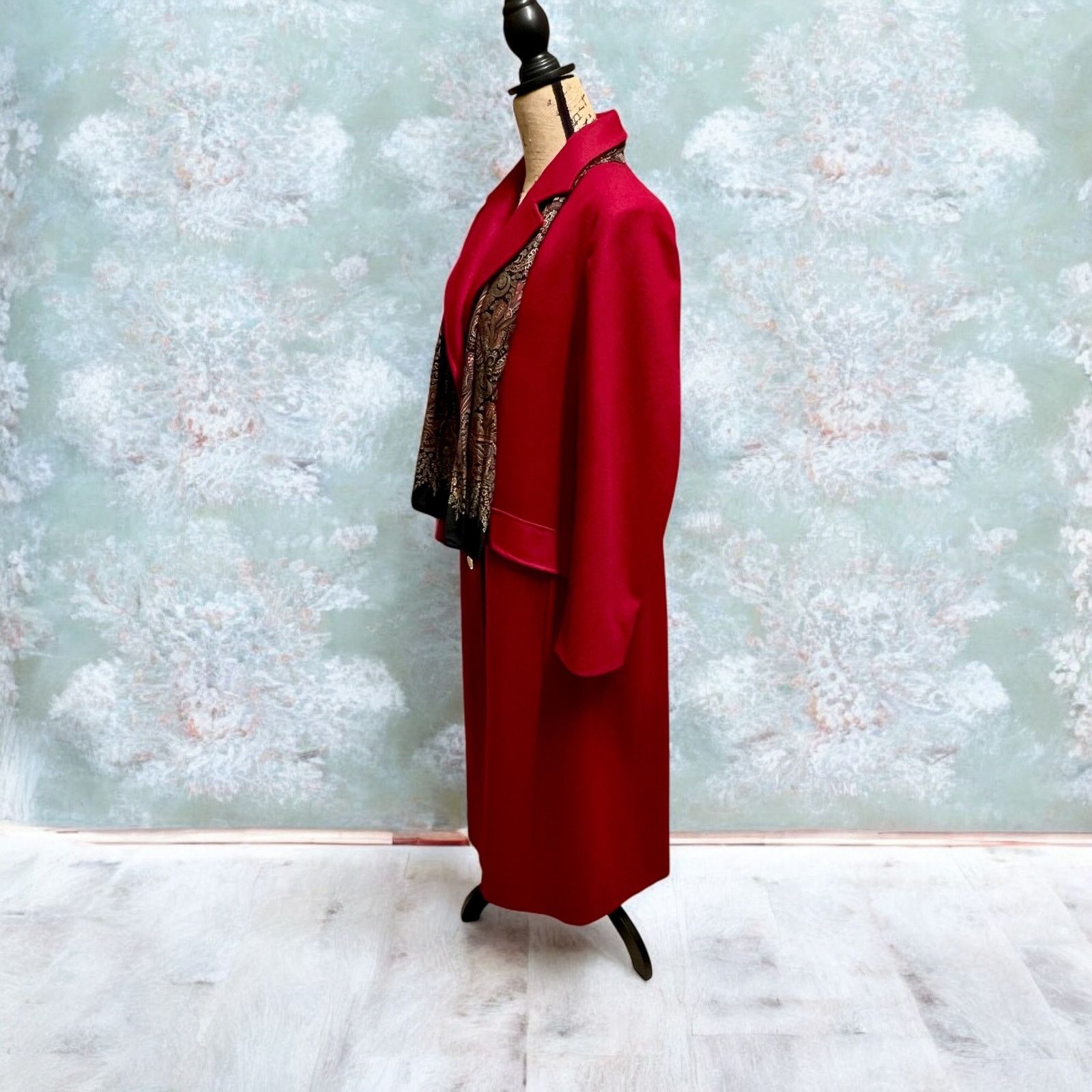 Vintage Red Wool Chesterfield Coat w Scarf-JG Hook-Sz 14-Long-Winter Size XL / US 12-14 / IT 48-50 - 4 Thumbnail