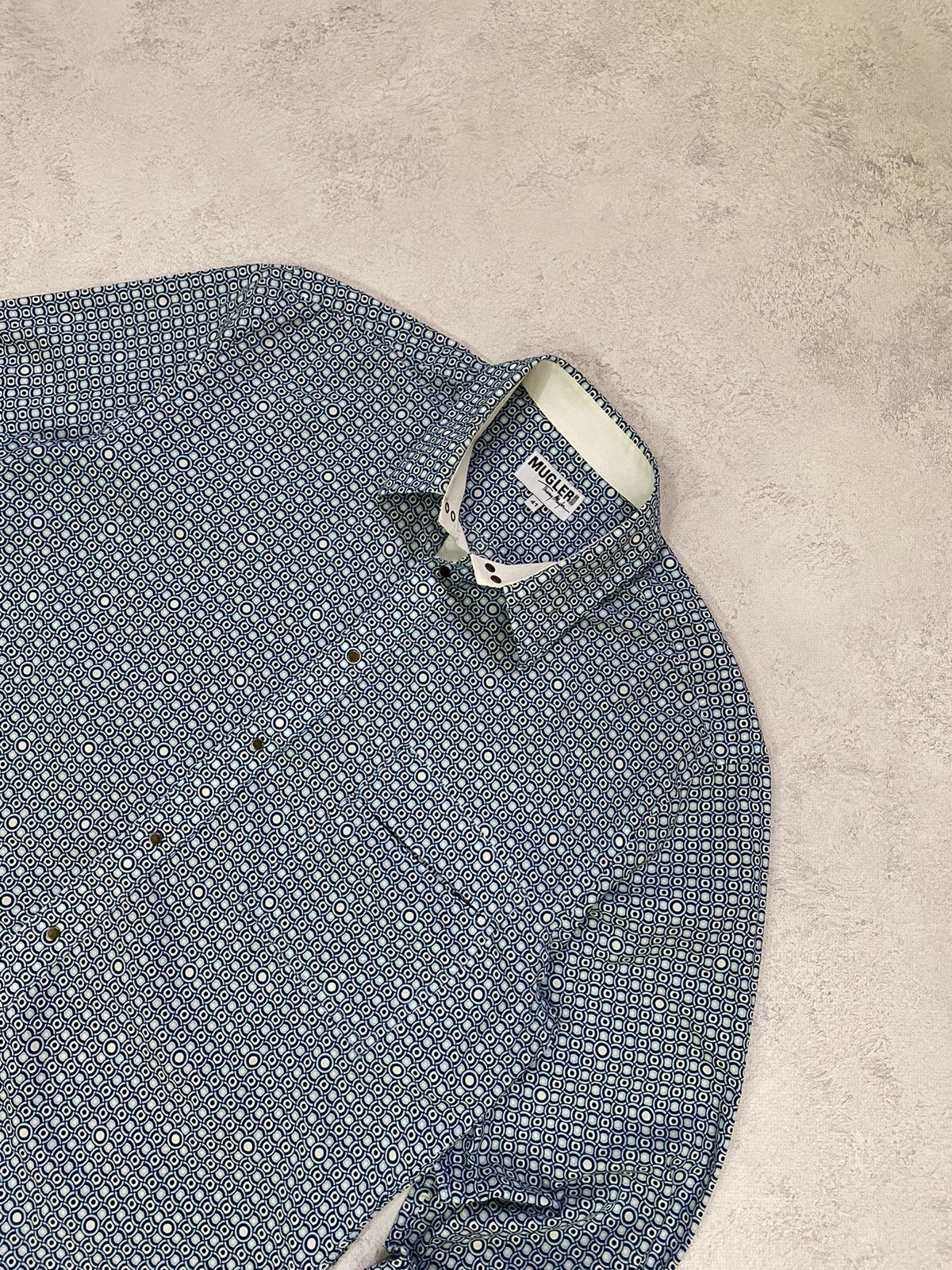 Thierry Mugler Thierry Mugler Mens Blue Designer Snap Up Shirt Size 41 Size US M / EU 48-50 / 2 - 4 Thumbnail