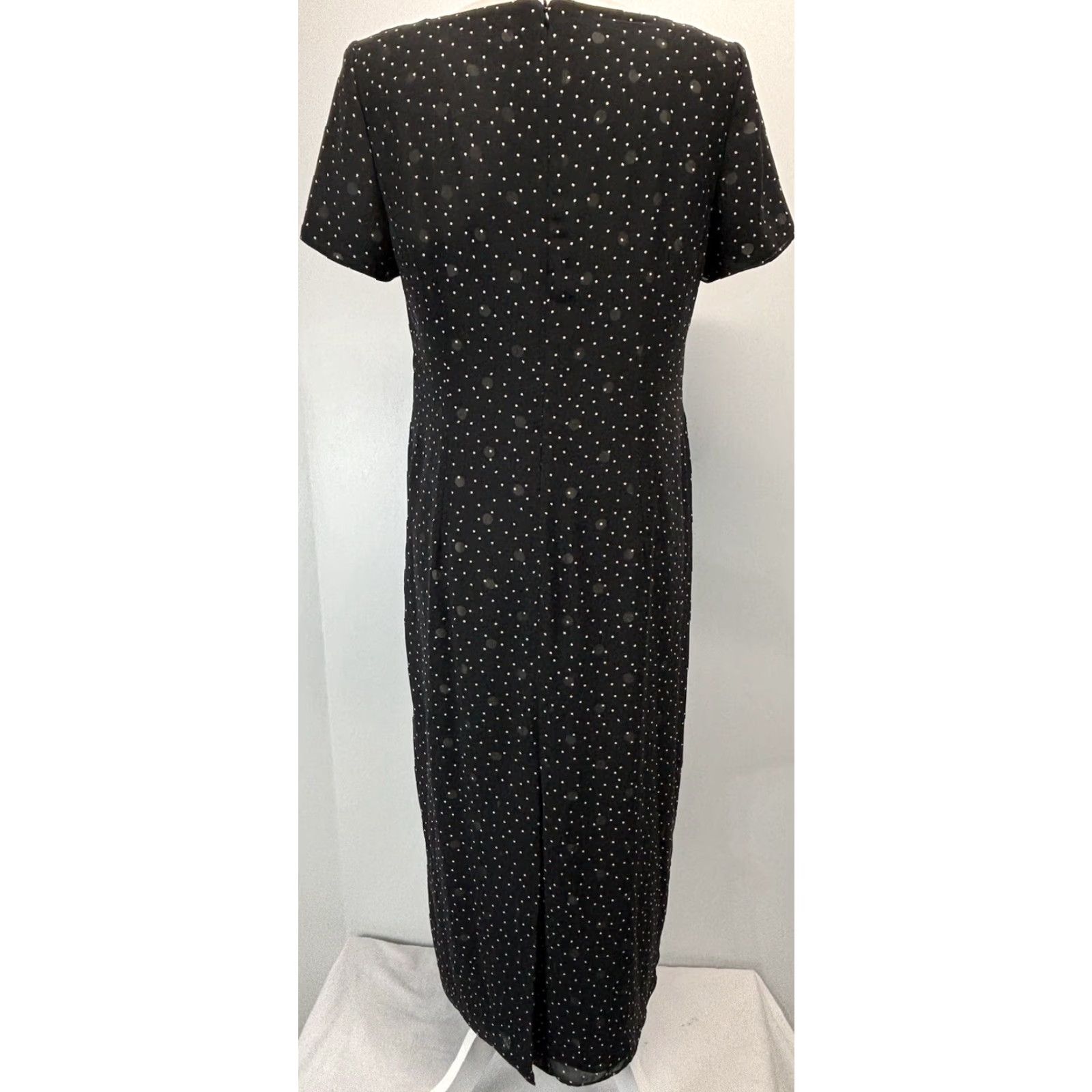 Talbots Vtg Talbots Midi Maxi Dress Sz 8P Petites Polka Dot Black White Sheath Size M / US 6-8 / IT 42-44 - 3 Thumbnail