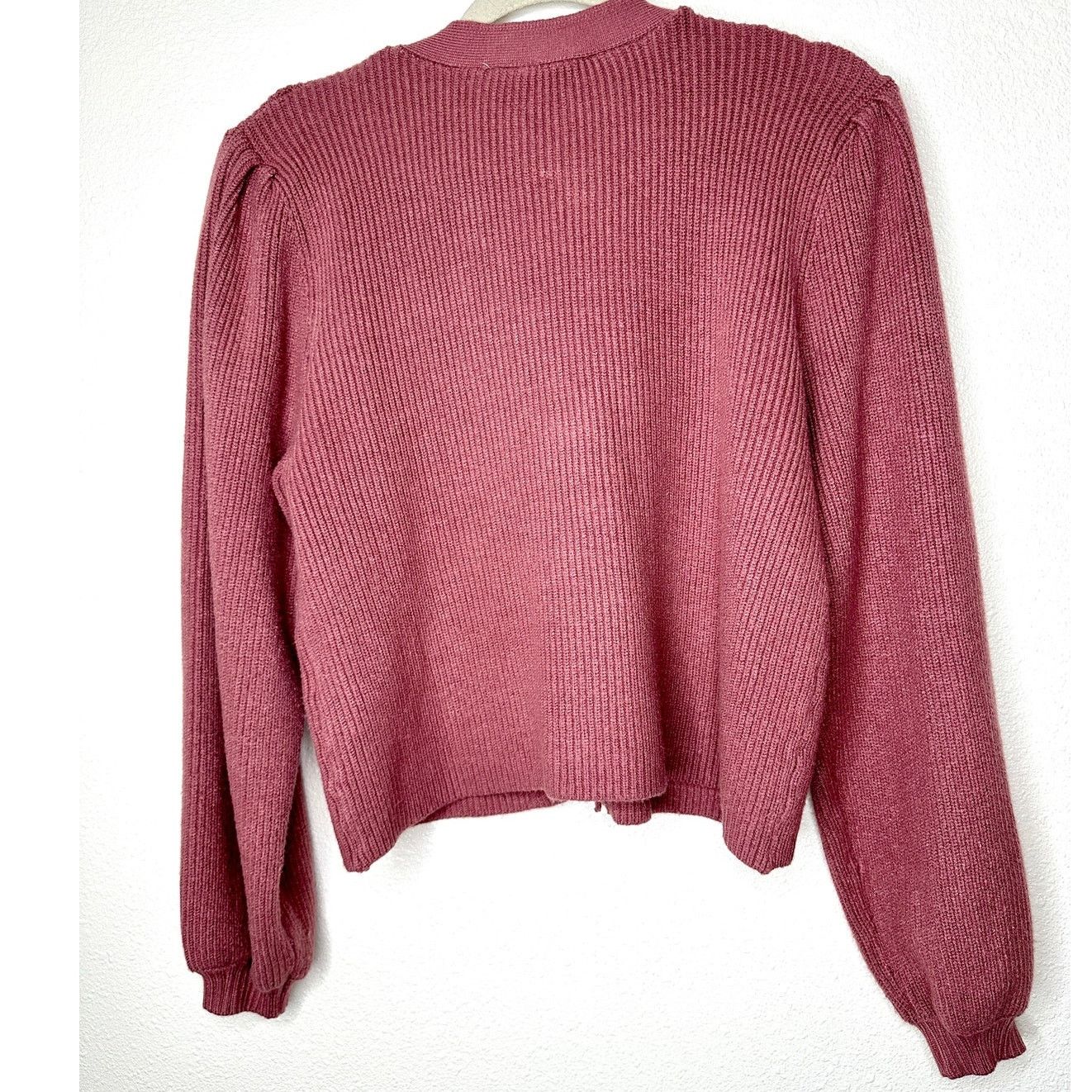 Zara ZARA Mauve Balloon Sleeve VNeck Cropped Button Cardigan M Size M / US 6-8 / IT 42-44 - 5 Thumbnail