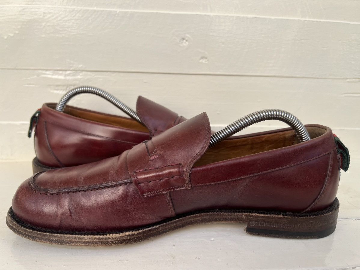 Gucci Gucci Men Spirit web Penny Loafer Burgundy Leather Shoes Size US 8 / EU 41 - 9 Thumbnail