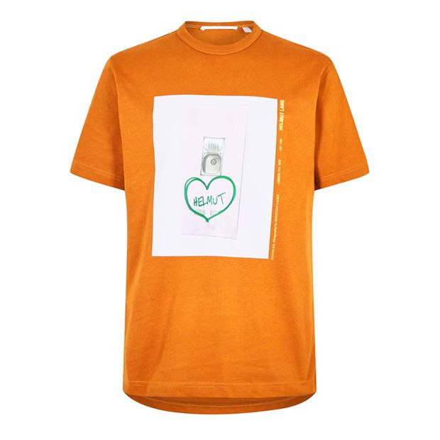image of Helmut Lang O1G2R1Mq0524 Photo Logo T-Shirts In Orange, Men's (Size XL)