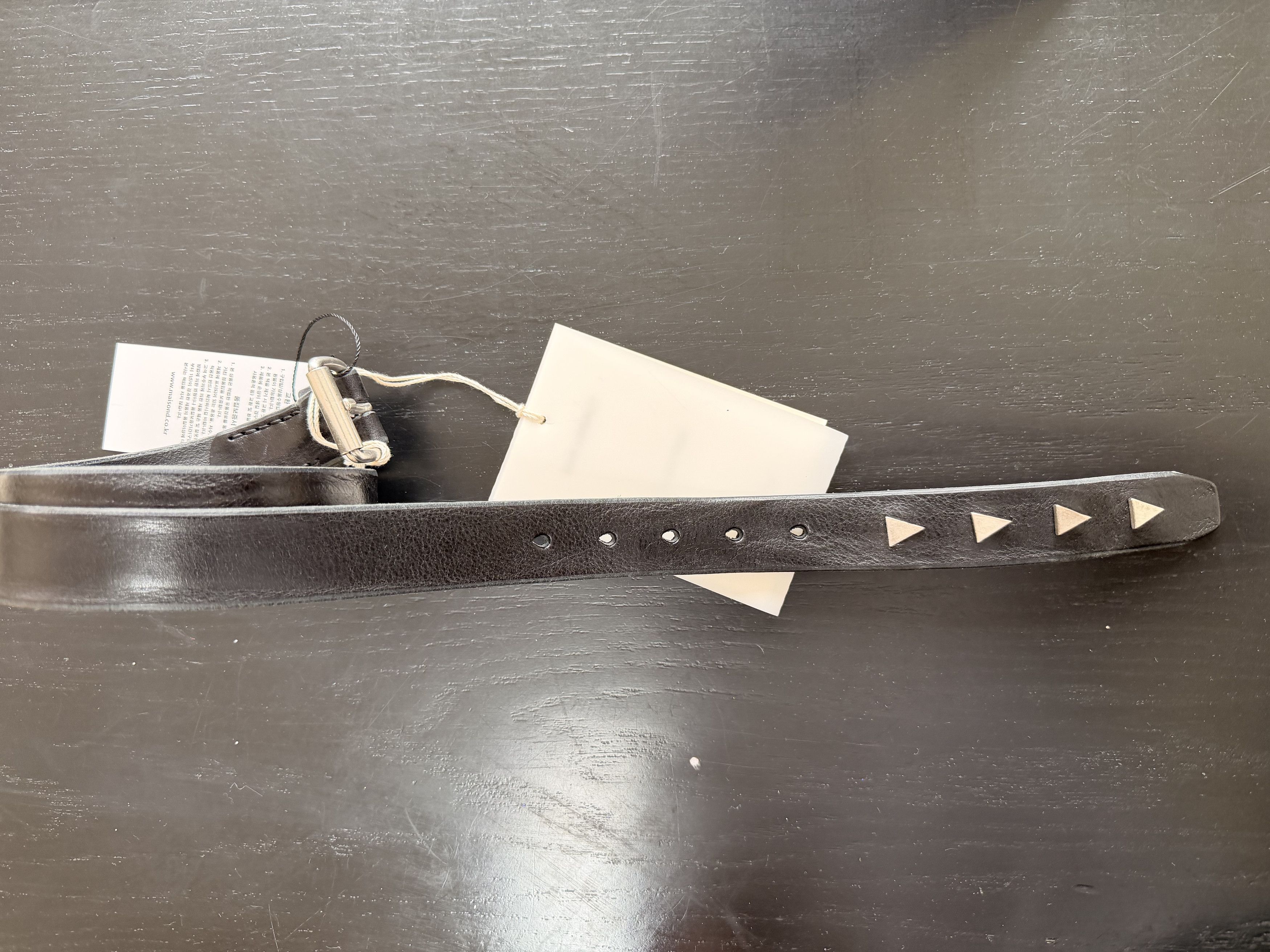 Our Legacy Arrow Head Black Leather Belt Size 32 - 3 Thumbnail