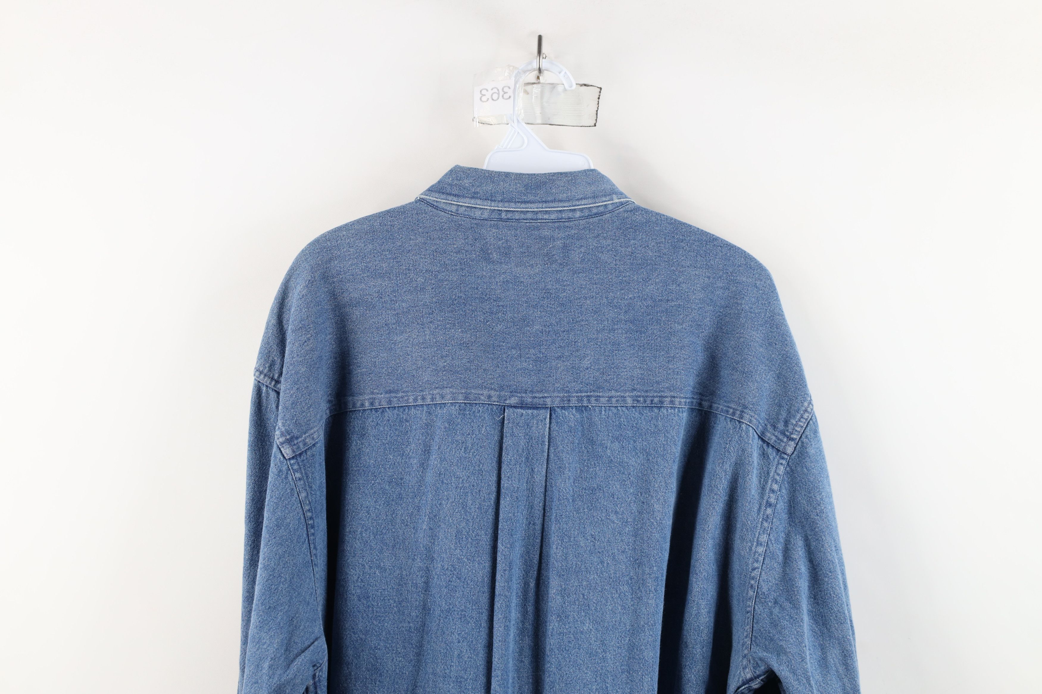 Vintage Vintage 90s Streetwear Collared Denim Jean Button Down Shirt Size US L / EU 52-54 / 3 - 13 Thumbnail
