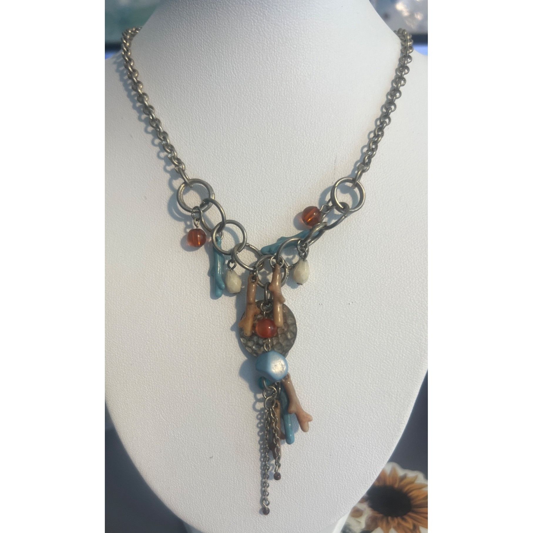 Other Vintage Robert Rose Necklace Silver Tone Southwestern Acryli Size ONE SIZE - 1 Thumbnail