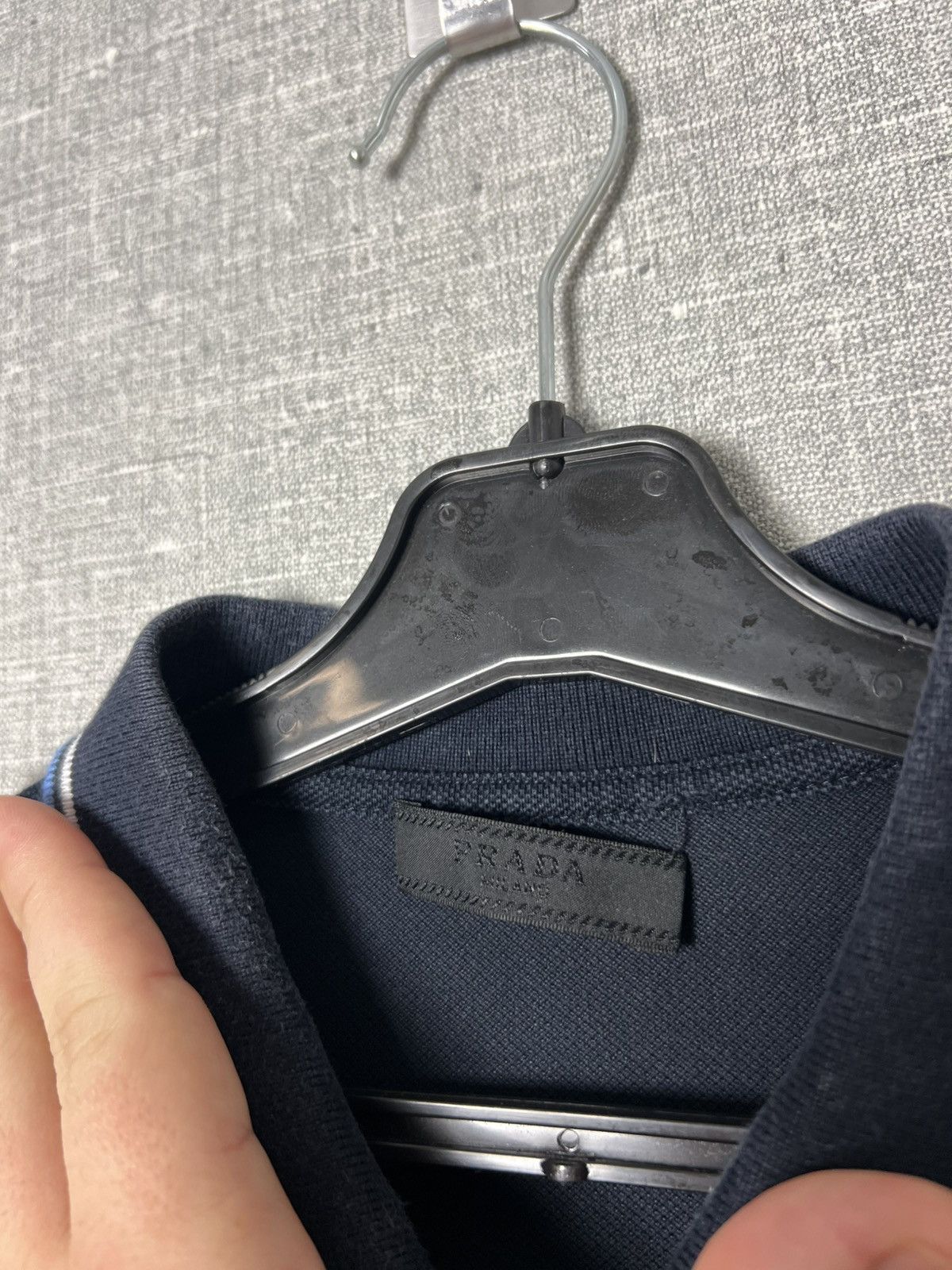 Prada Prada Milano Black Tab Logo Men’s Polo T - Shirt Dark Navy Size US L / EU 52-54 / 3 - 11 Thumbnail