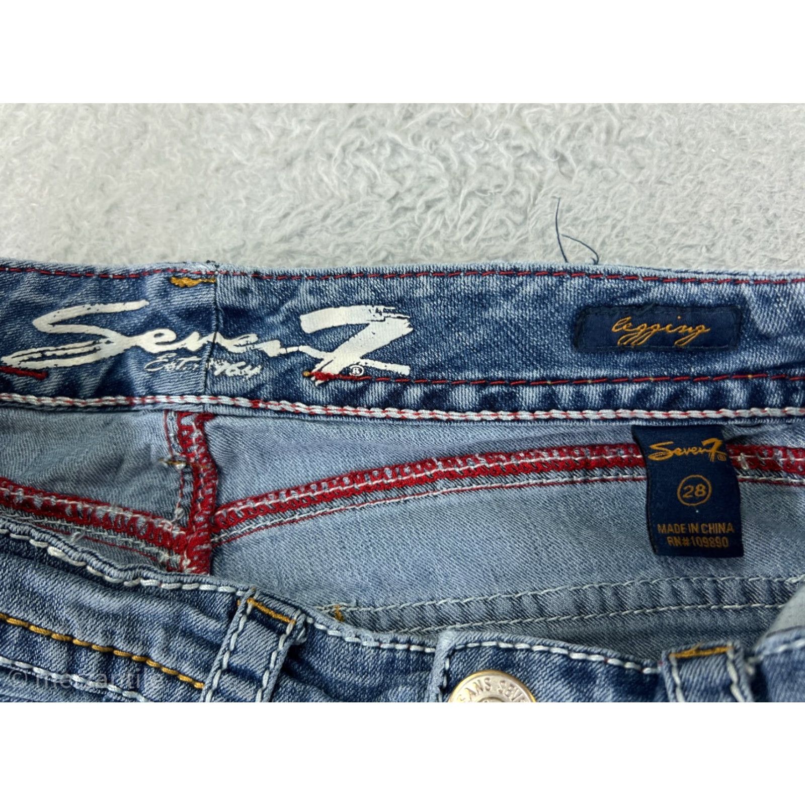 Vintage Seven7 Jeans Women Jeans Low Rise Skinny Blue 28 in 5-Pocket Denim Stretch Embroidered Cotton Vintage No Women Size 28" / US 6 / IT 42 - 4 Thumbnail
