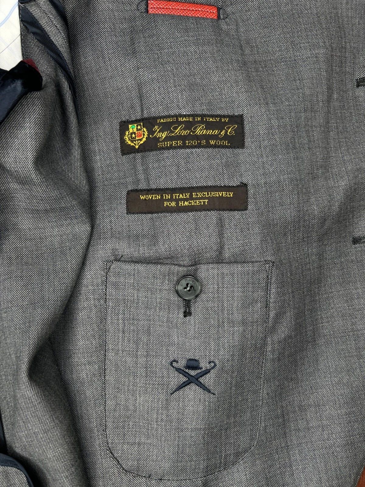 Hackett × Loro Piana Hackett Mayfair ing Loro Piana 120's Wool Grey Blazer Size 48R - 17 Thumbnail
