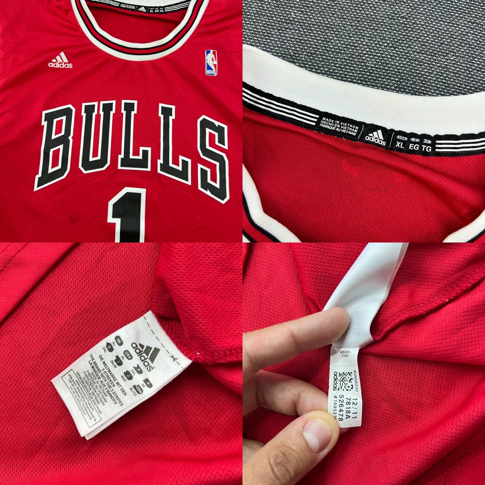 Adidas Nike Bulls 2011 Derrick Rose #1 Basketball Jersey Mens XL Red Tank Top Adidas Size US XL / EU 56 / 4 - 8 Thumbnail