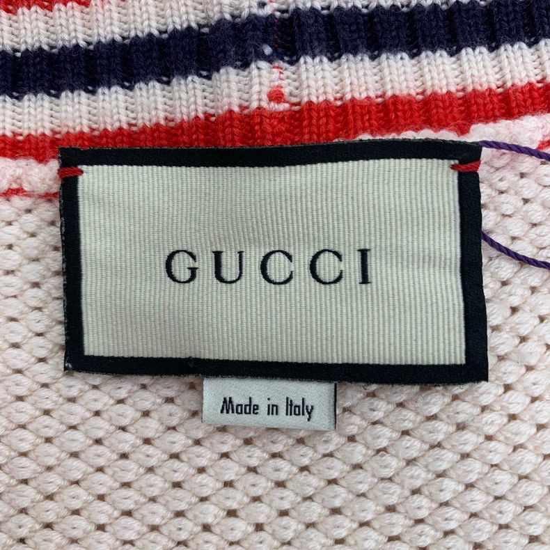 Gucci Gucci Beige double G full-printed wool V-neck knitted cardi Size US XS / EU 42 / 0 - 6 Thumbnail