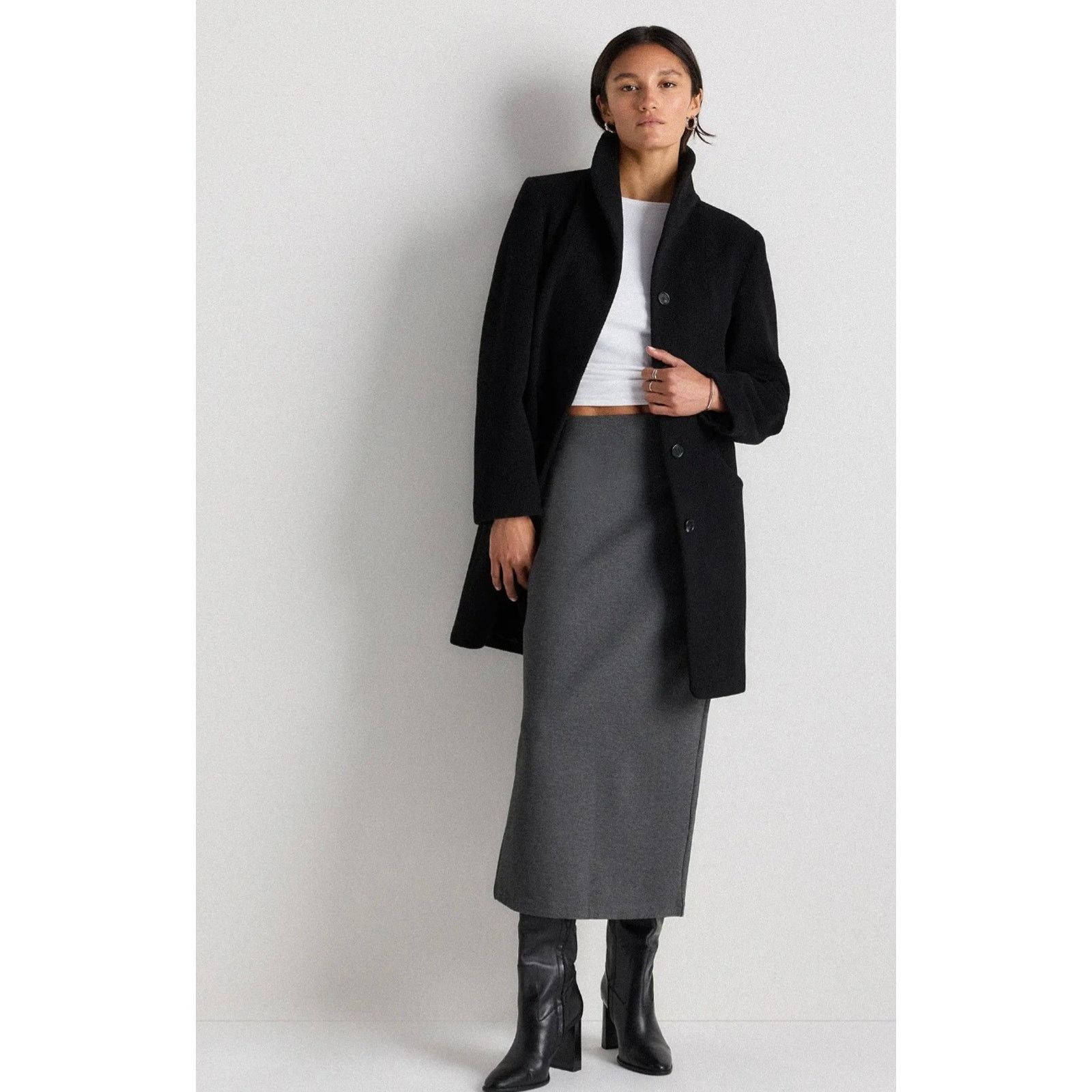 Quince Quince Women's Wool Cashmere Cocoon Coat Black Size M Size M / US 6-8 / IT 42-44 - 2 Thumbnail