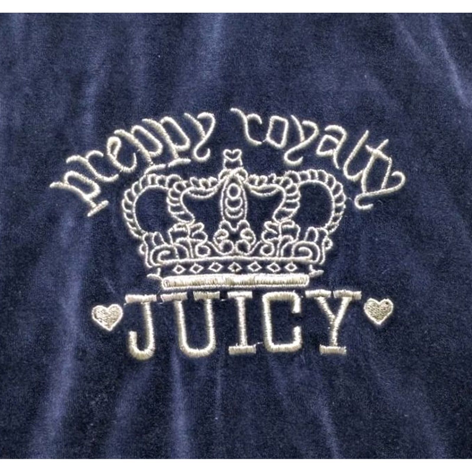 Juicy Couture VINTAGE Juicy Couture Hoodie Jacket Crown Preppy Royalty Y2K Velour USA Large Blue Womens Size L / US 10 / IT 46 - 4 Thumbnail