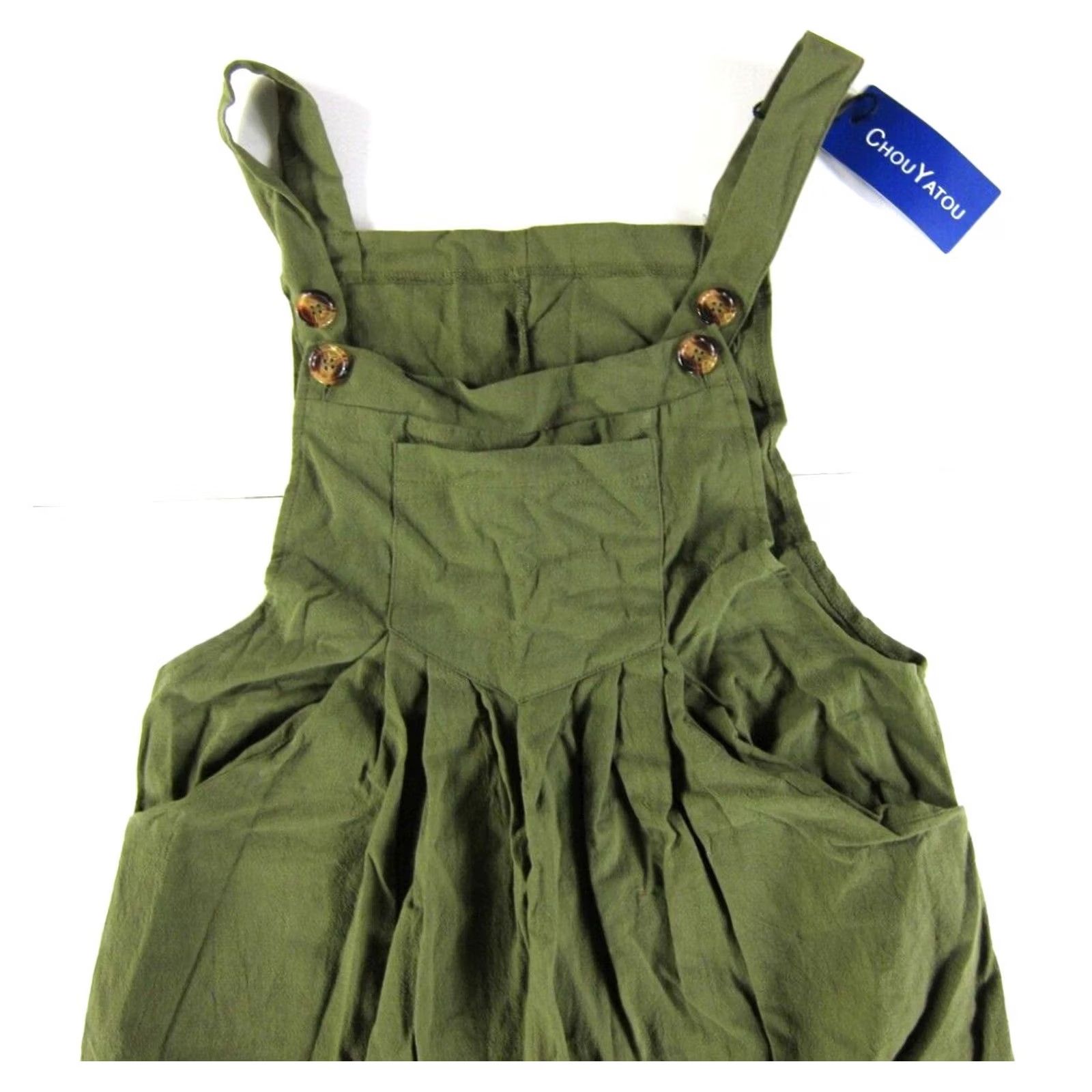 Gloverall NWT ChouYatou Cotton Army Green Pocket Wide Leg Romper Jumpsuit XS Size 26" / US 2 / IT 38 - 3 Thumbnail