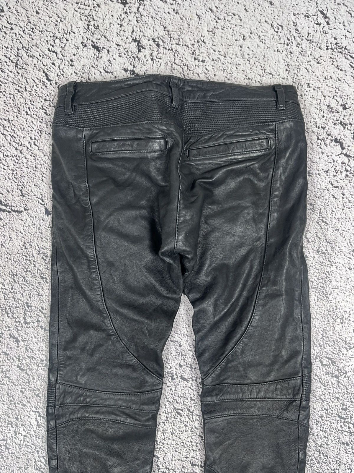 Allsaints AllSaints Italian Leather Biker Pants Moto Skinny Ribbed Kne Size 26" / US 2 / IT 38 - 9 Thumbnail