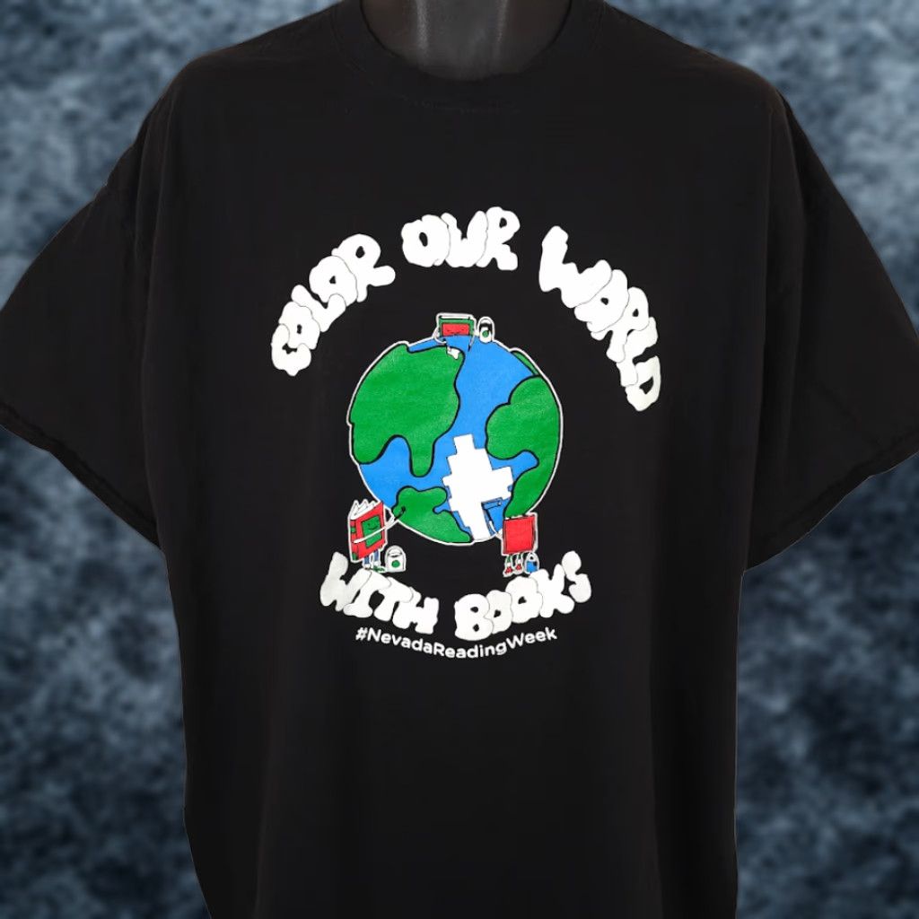 Port & Company Port & Company Reading Week T Shirt Mens 2XL Black Color Our World Nevada Books Shirt Size US XXL / EU 58 / 5 - 1 Thumbnail