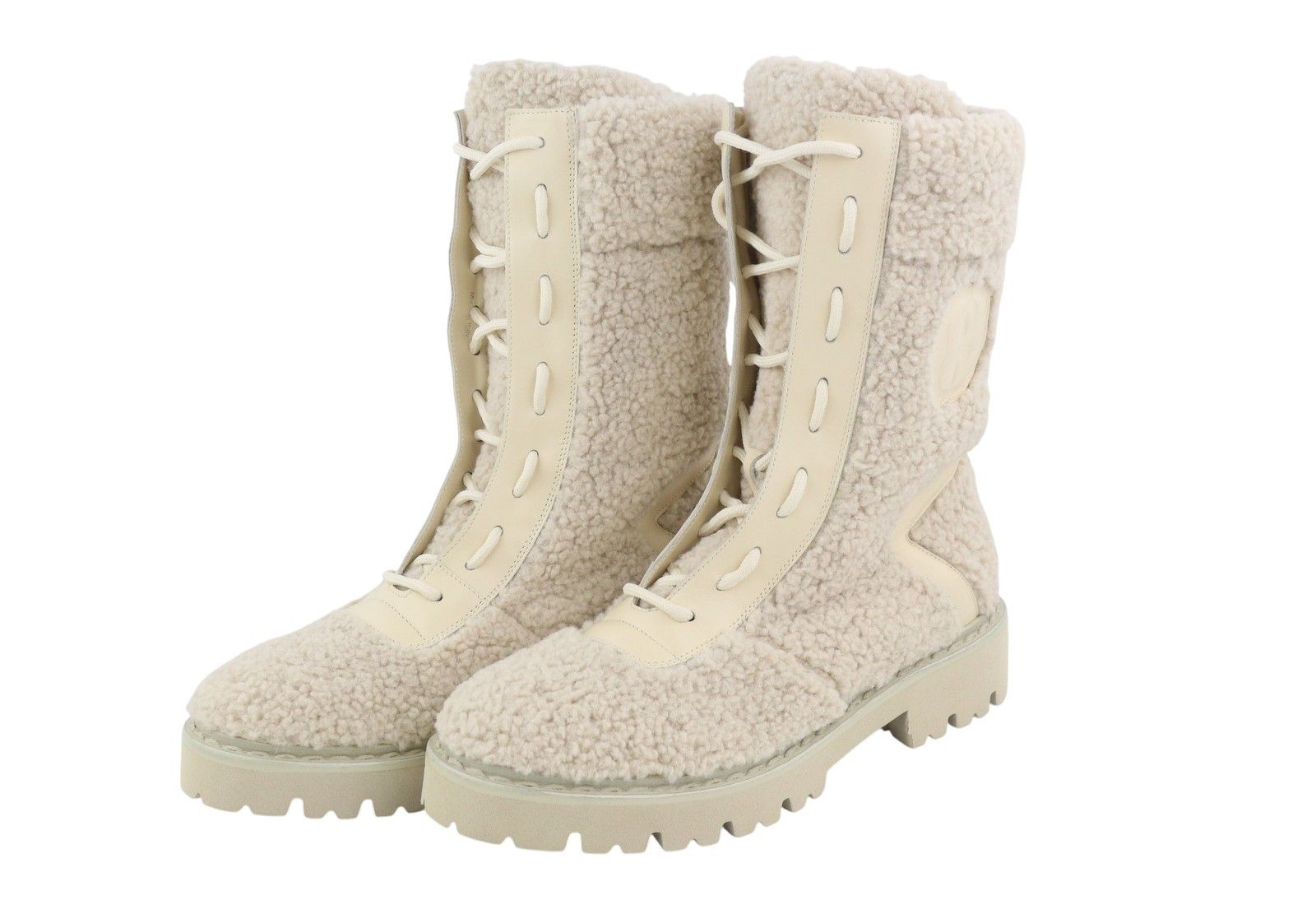 Bally NINNI EU38 Ivory Shearling Laced Mid Top Boots 88405 Size US 7 / IT 37 - 4 Thumbnail