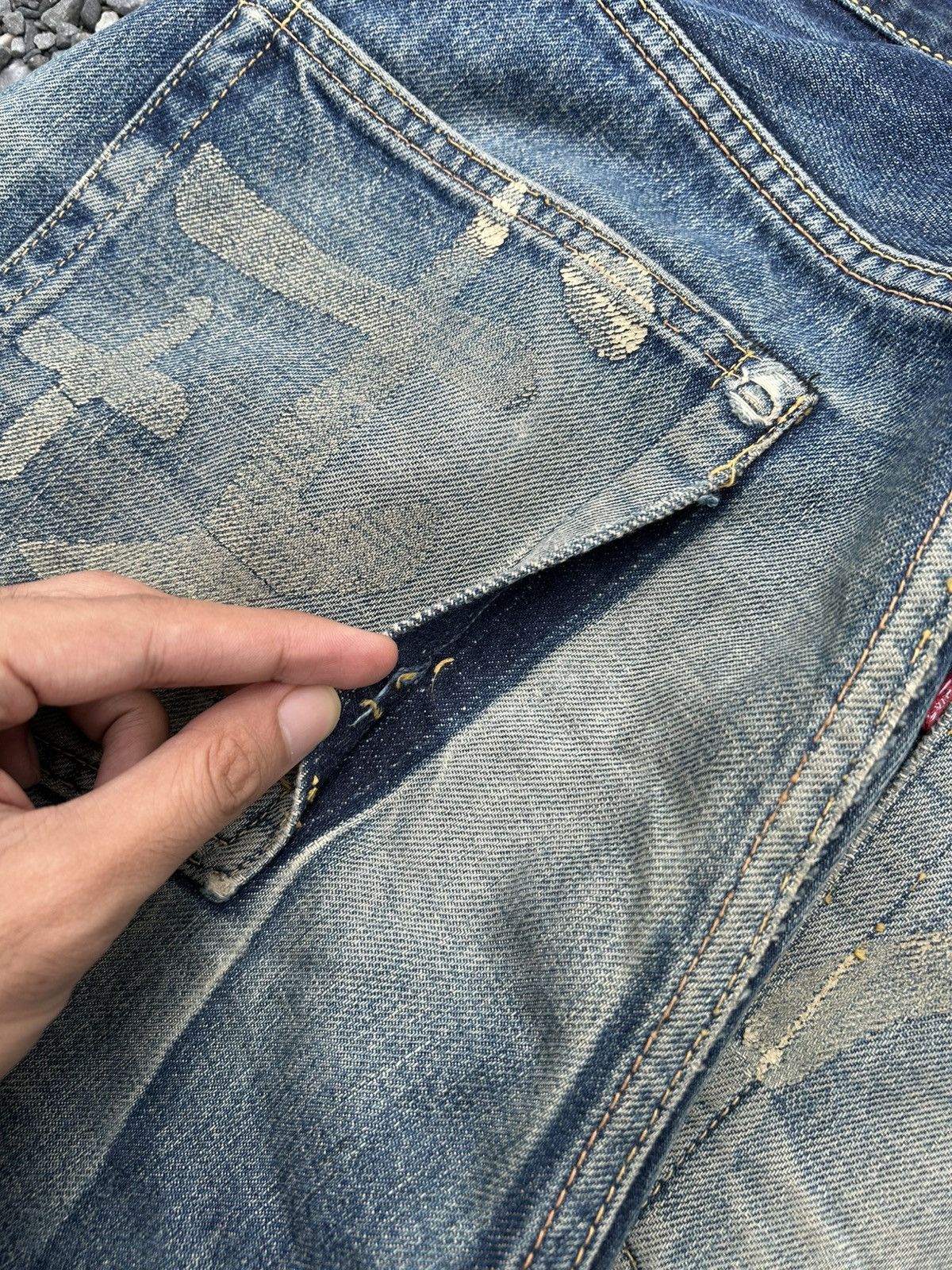 Kapital Thrashed Vintage Evisu Selvedge Japanese Brand Denim Jeans 🎌 Size US 30 / EU 46 - 16 Thumbnail