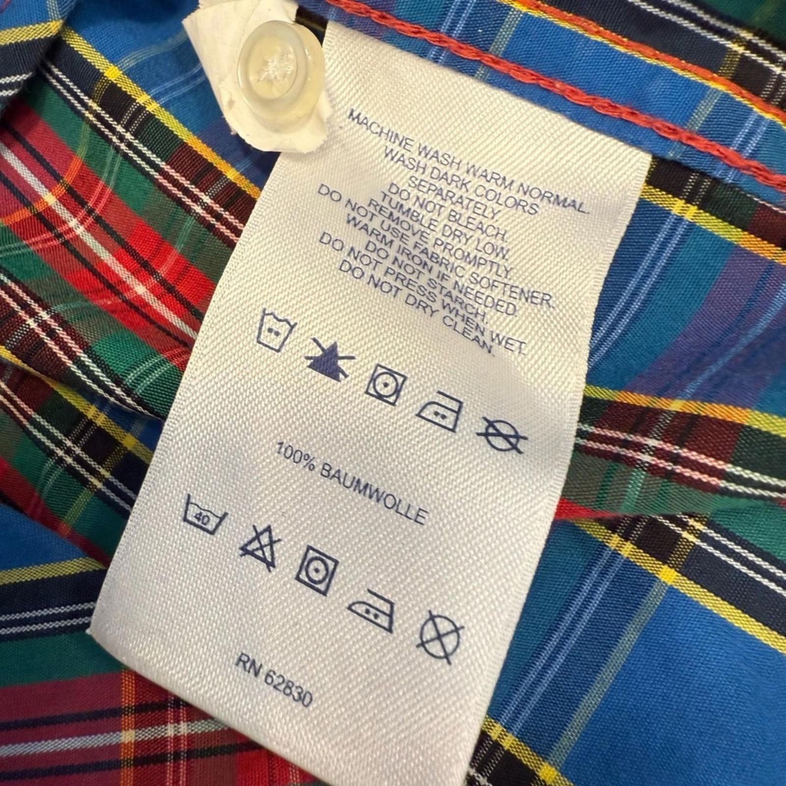 Lands' End Land’s End plaid shirt 3/4 button up blue red green SZ 2 Size XS / US 0-2 / IT 36-38 - 5 Thumbnail