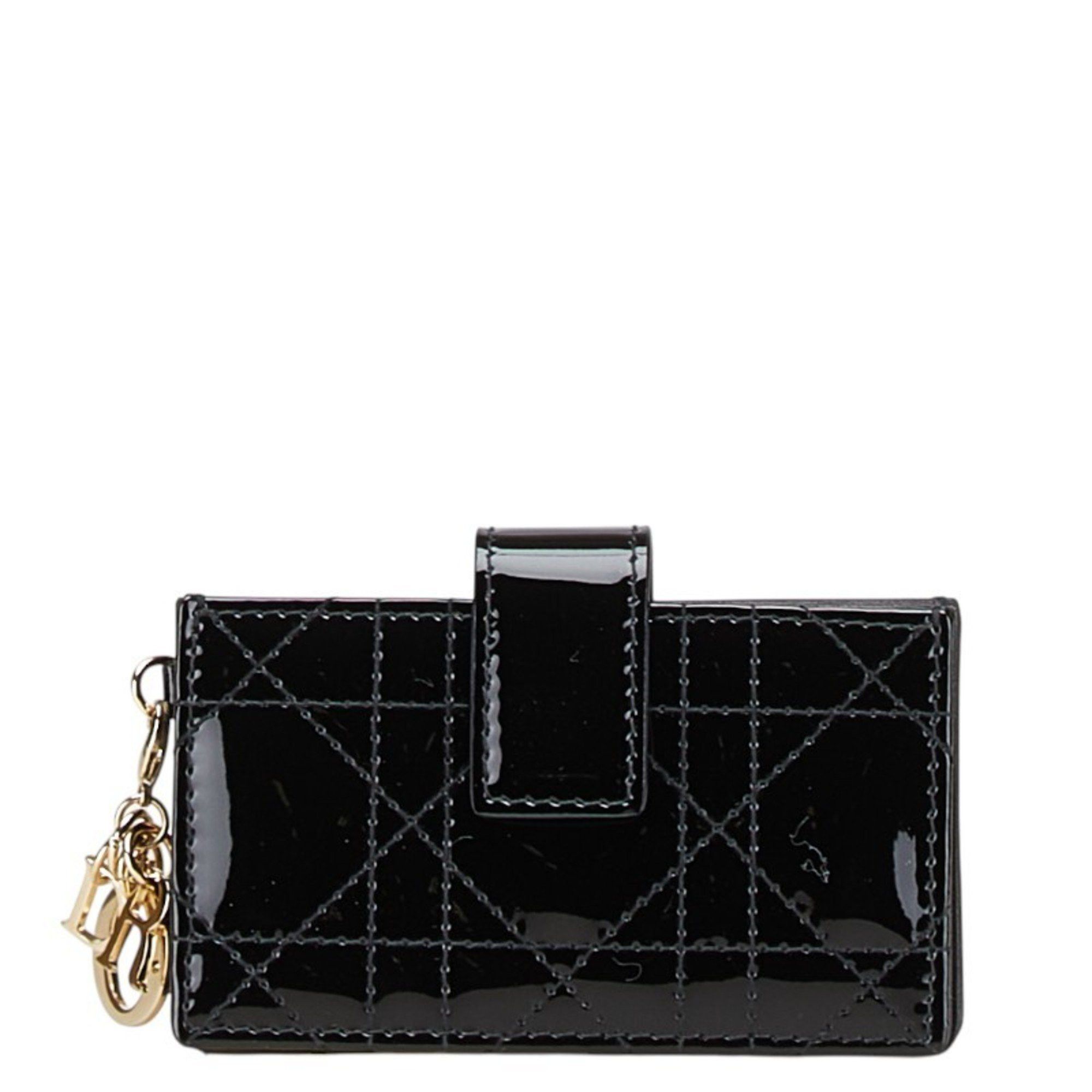 Dior Christian Dior Dior Lady Cannage Business Card Case in Black Patent Leather for Women Size ONE SIZE - 1 Thumbnail