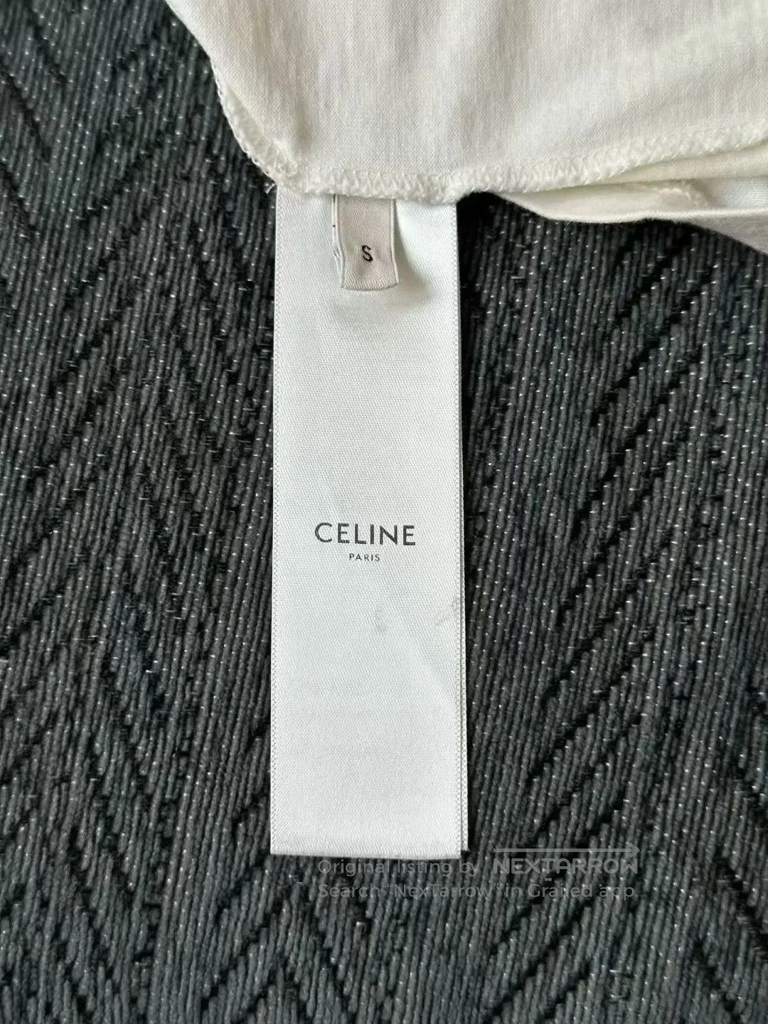 Celine CELINE White Triomphe Short Sleeve T-Shirt| Size M / US 6-8 / IT 42-44 - 4 Thumbnail