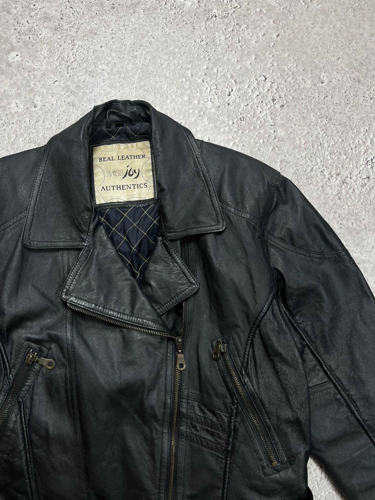 Leather Vintage Black Real Leather Biker Jacket Belted Motorcycle Size US M / EU 48-50 / 2 - 4 Thumbnail
