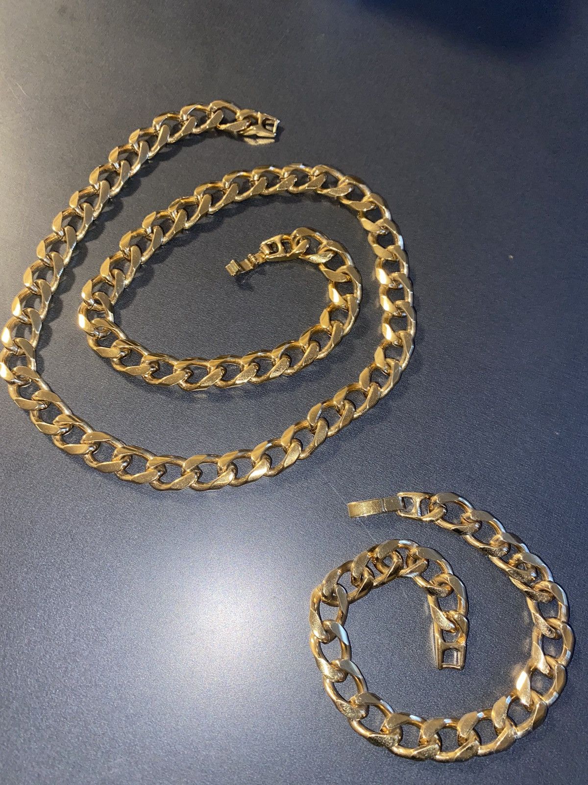 Jewelry Hollow Cuban Bracelet Gold Plated 9" Size ONE SIZE - 23 Thumbnail