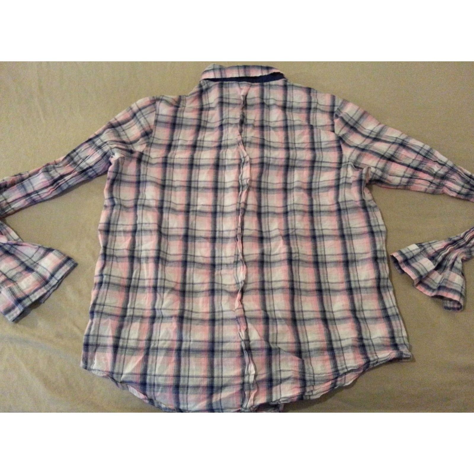 Pinko Japna Plaid Dress Shirt L Large Pink Cotton Button Blouse Womens Size L / US 10 / IT 46 - 2 Thumbnail