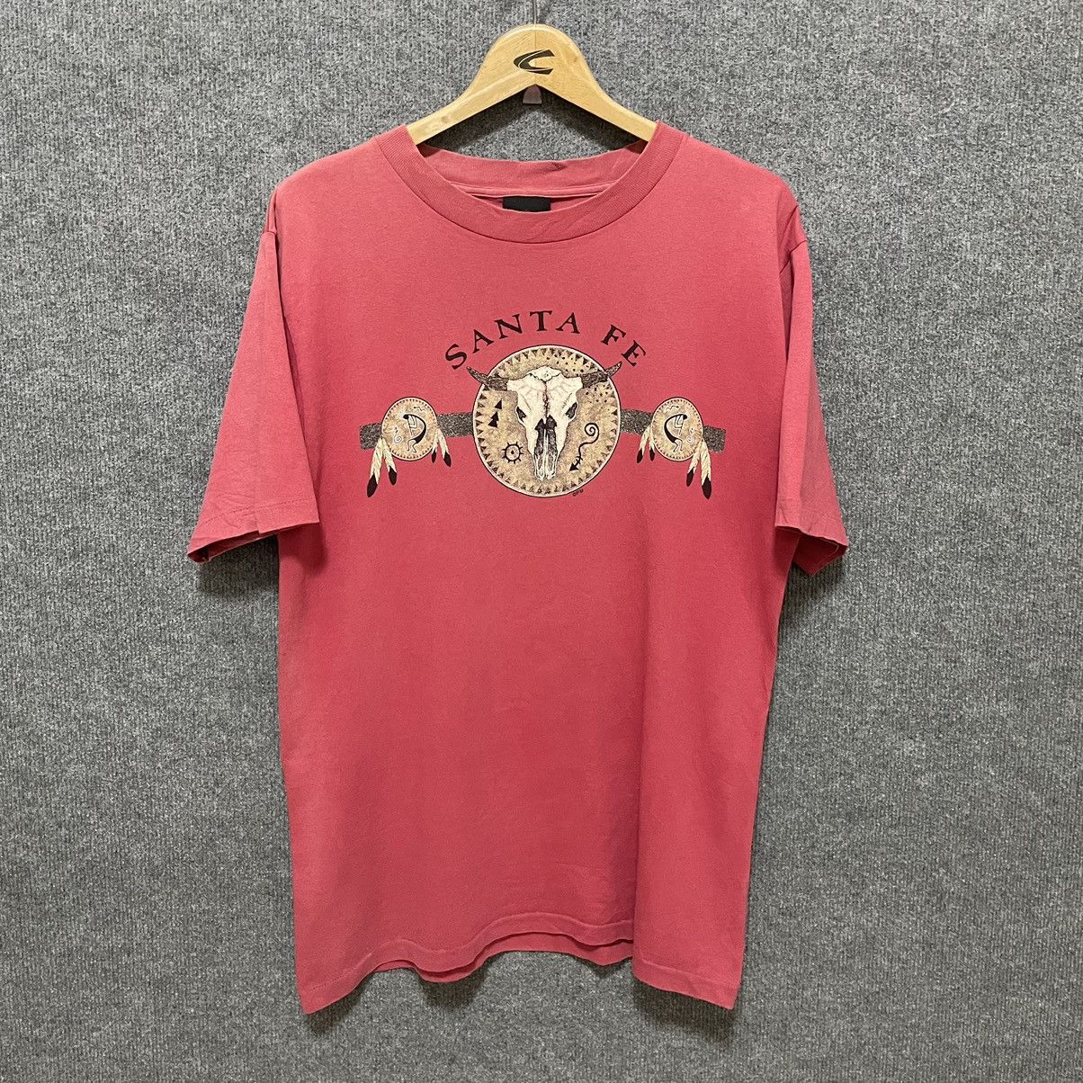 Native × Vintage 1990s Santa Fe Native Motive Apache Feathers T Shirt Size US M / EU 48-50 / 2 - 1 Thumbnail