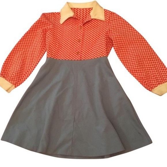Vintage Vintage Handmade Red Checkered Collar Button Dress Size XS / US 0-2 / IT 36-38 - 2 Thumbnail