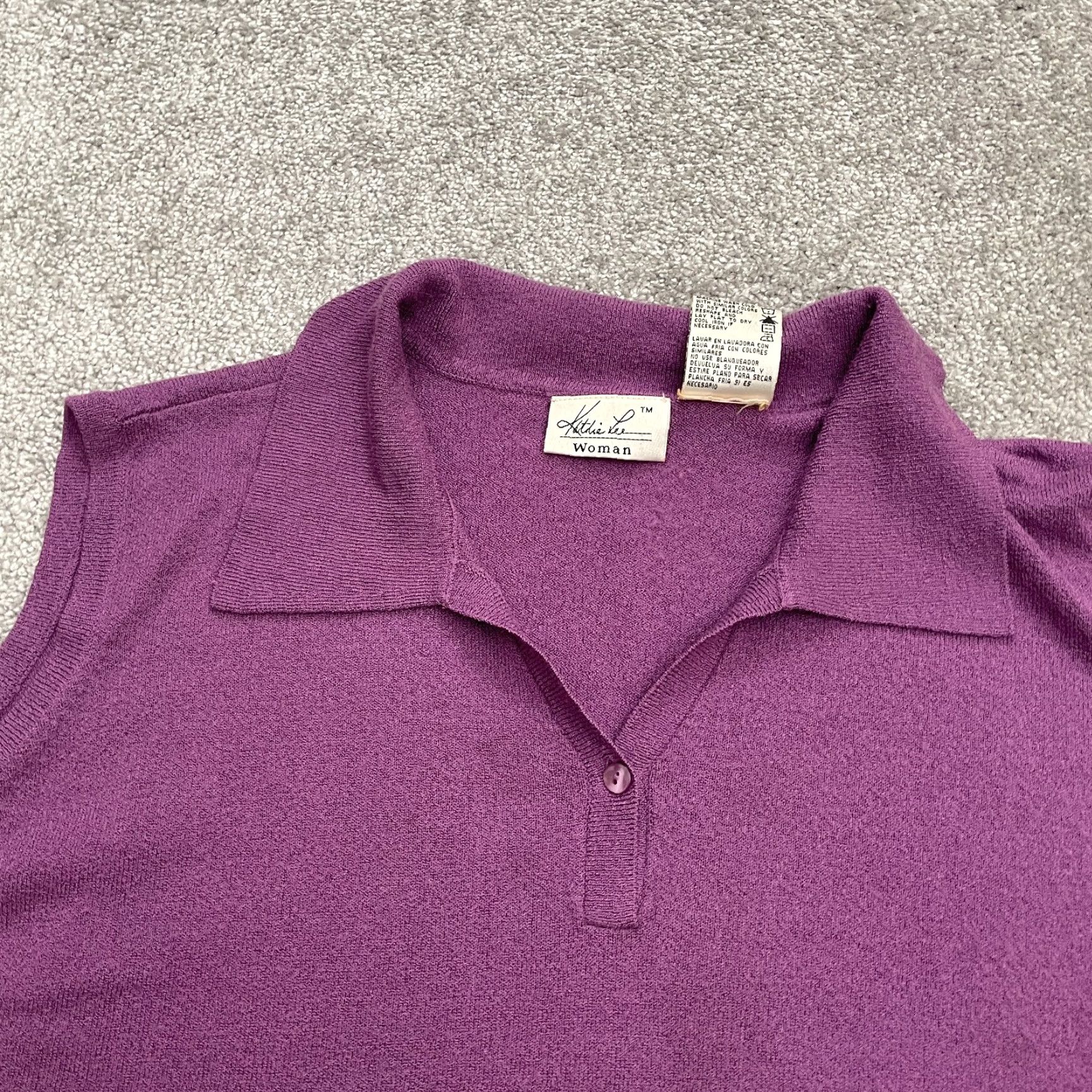 Lee Kathie Lee Sweater Vest Plus Size 26W Purple Sleeveless Collared Knit Casual Womens Size 4XL / US 24-26 - 3 Thumbnail