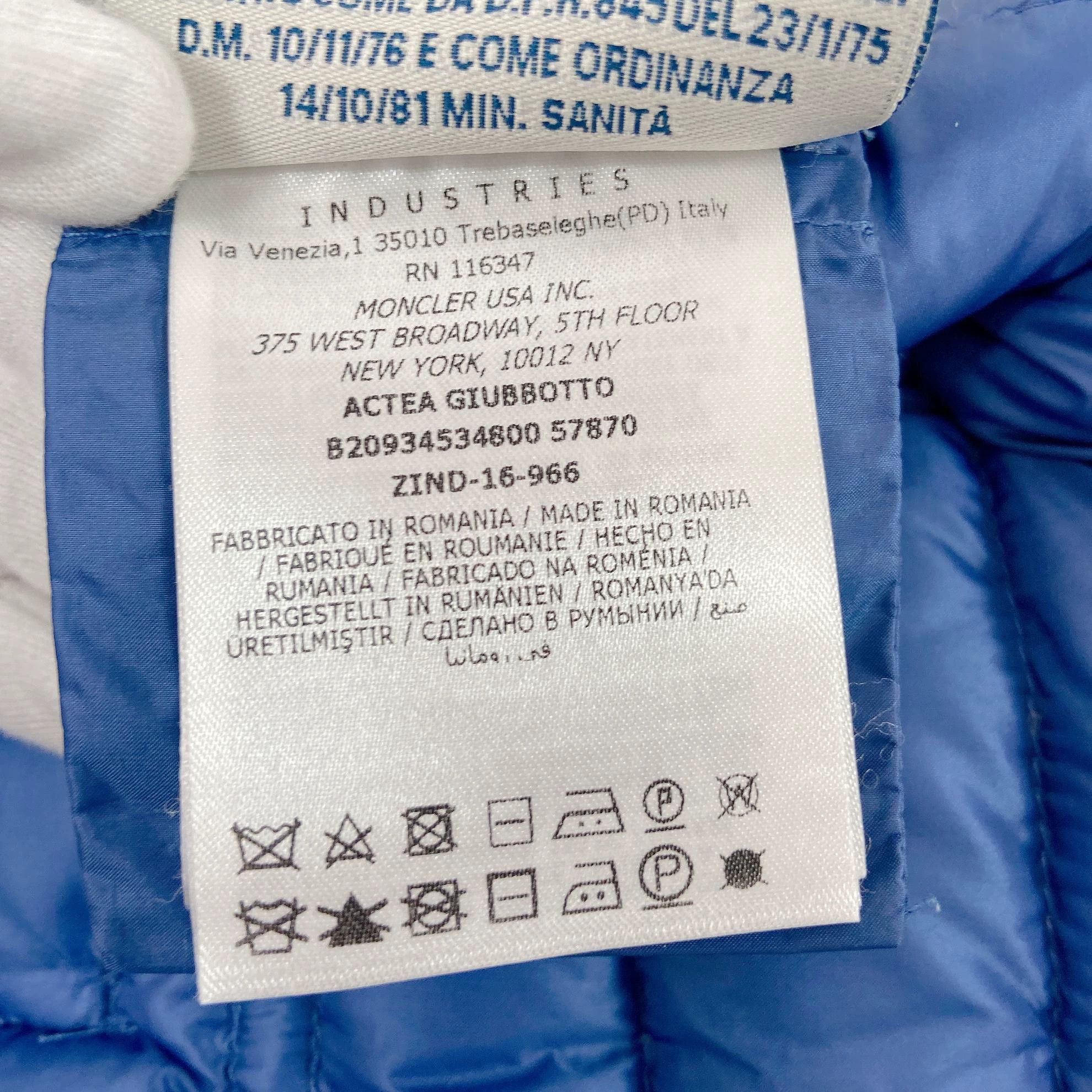 Moncler Moncler Blue Down Jacket 0 6972 Size XS / US 0-2 / IT 36-38 - 8 Thumbnail