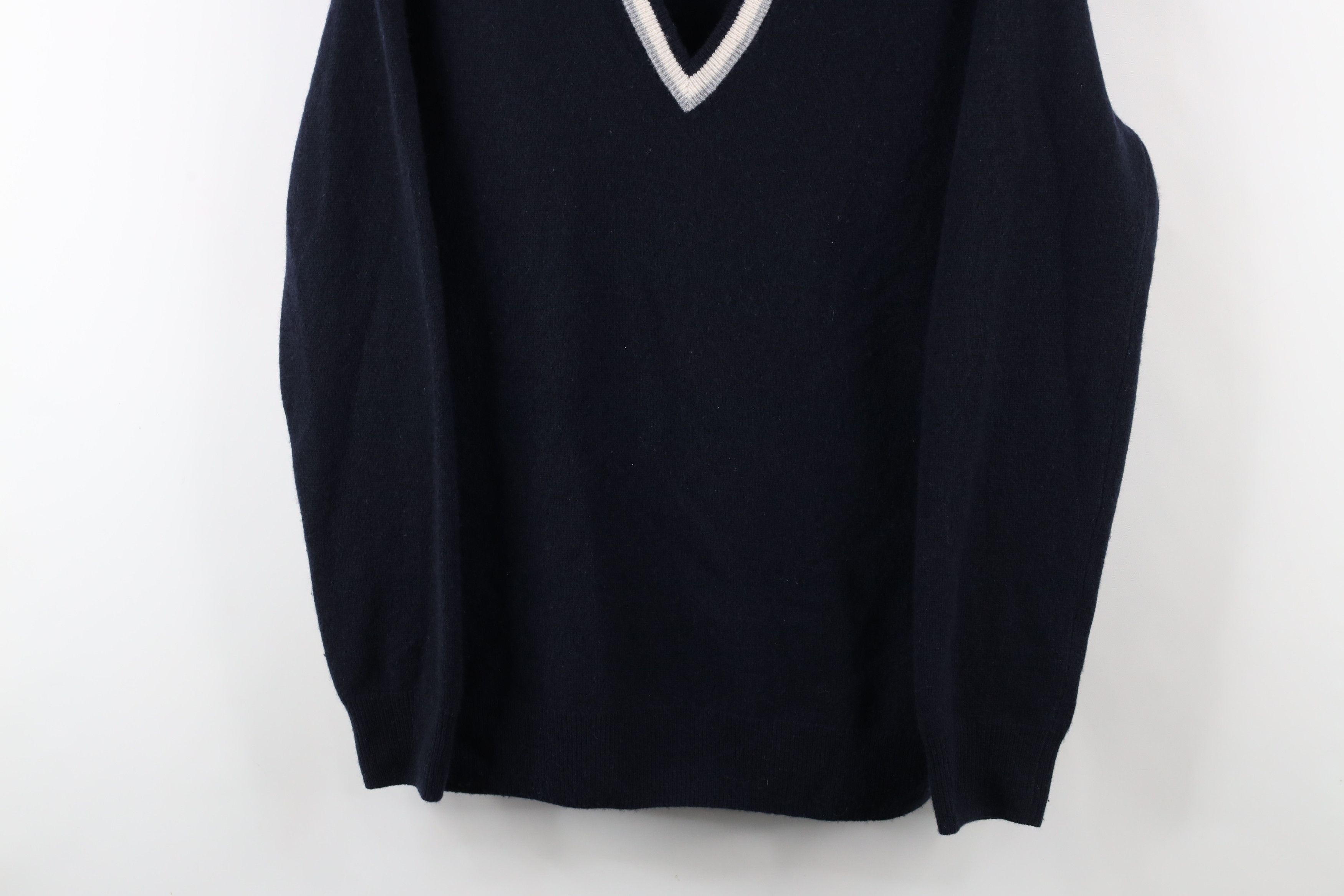 J.Crew × Vintage J Crew Soft Cashmere Knit Oversized V-Neck Sweater Blue Size M / US 6-8 / IT 42-44 - 3 Thumbnail