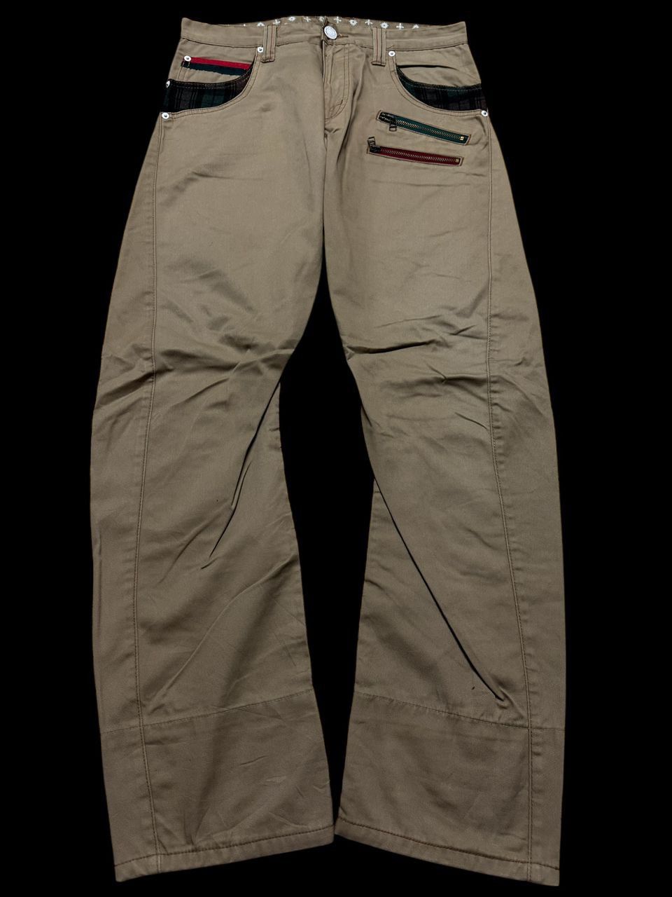 Tornado Mart 💥Insane💥Vintage Doublefocus Zipper Punk Jeans Beige Size US 31 - 2 Thumbnail