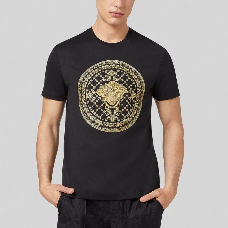 Versace Versace Short-sleeved T-shirt embroidered with gold thread Size US XL / EU 56 / 4 - 5 Thumbnail