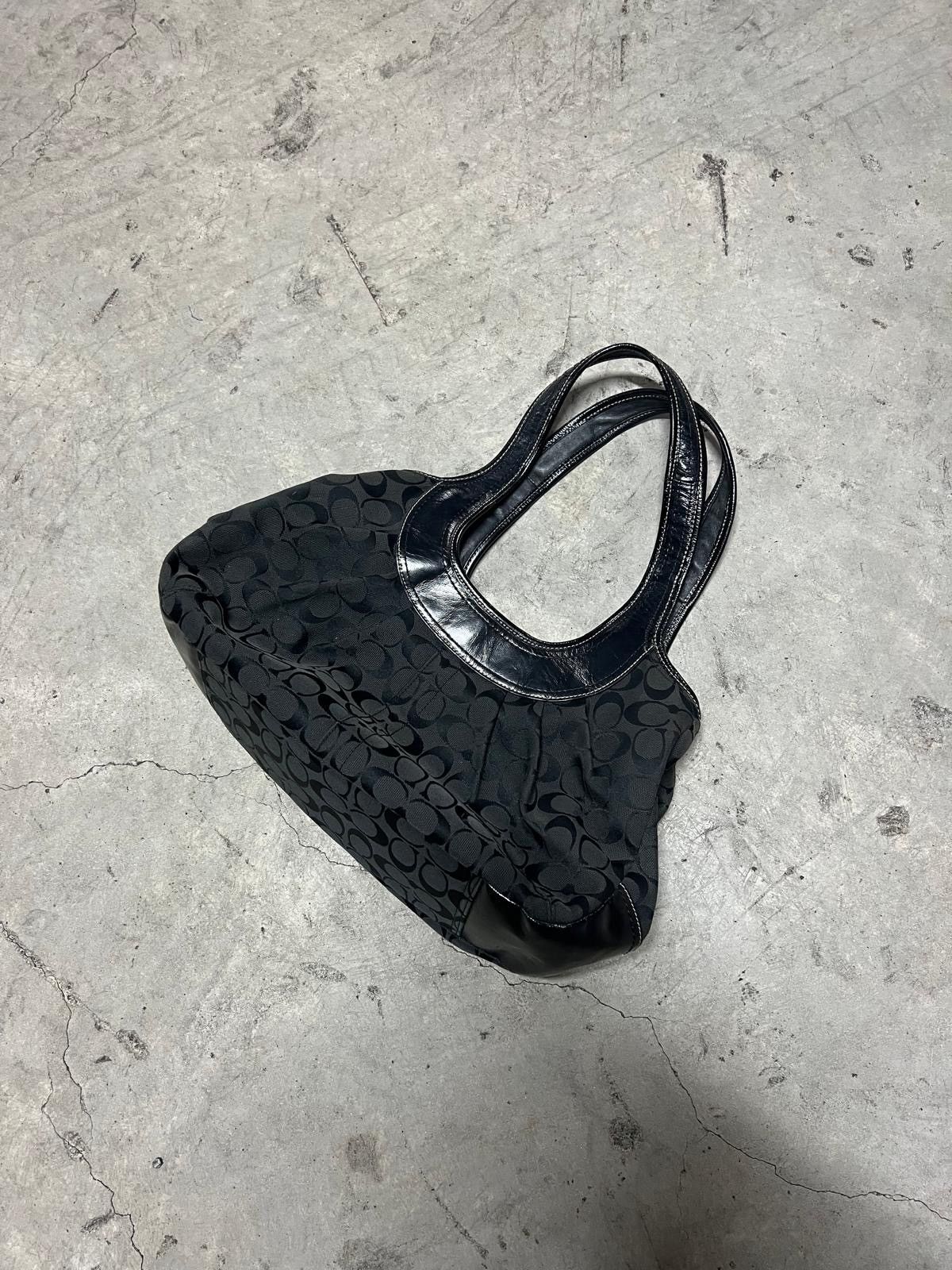 Coach Coach Black Monogram Satin Shoulder Bag Leather Trim Size ONE SIZE - 1 Thumbnail