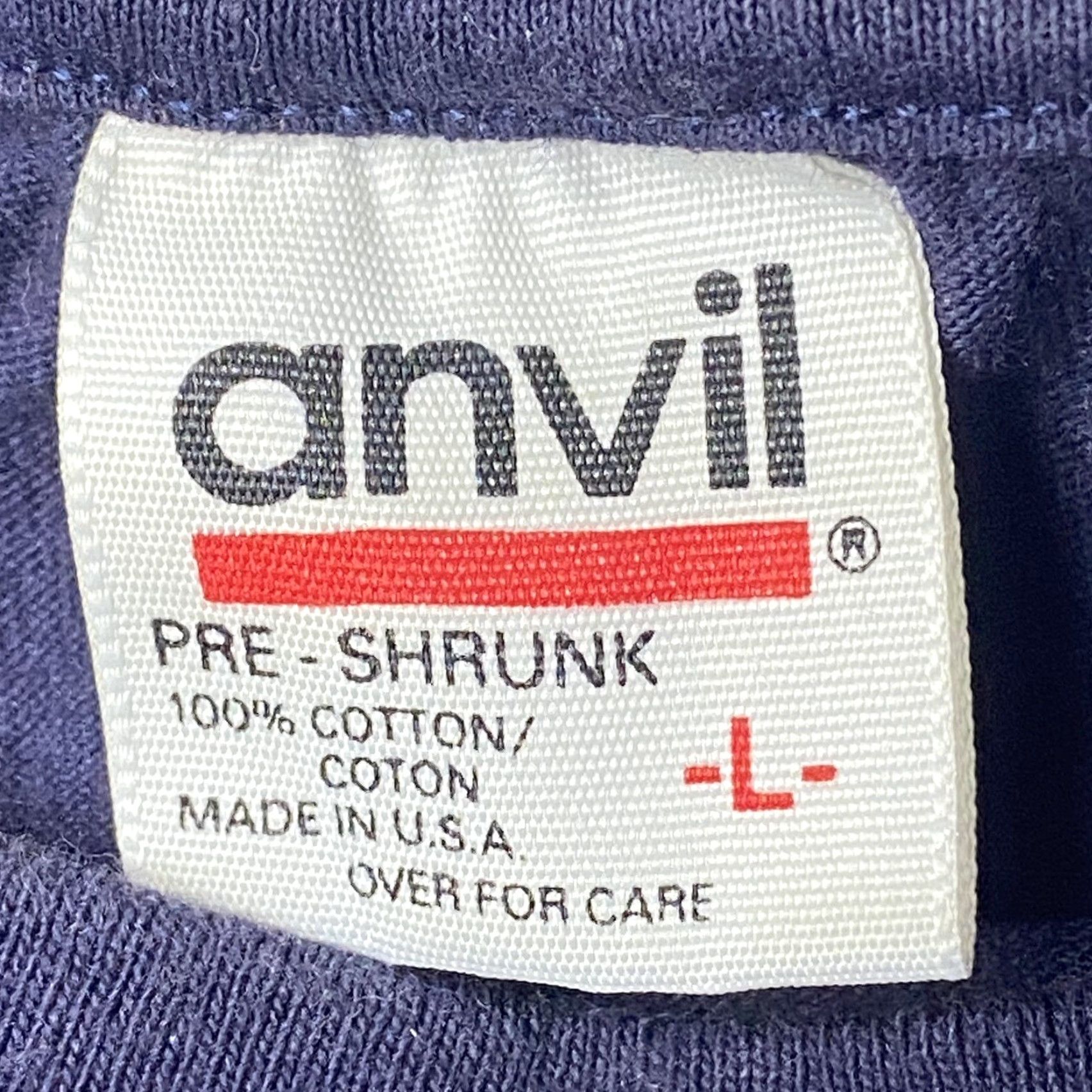 Anvil VTG Anvil USA Flag T-Shirt Men’s Embroidered Spell Out Single Stitch L Blue 1990s Sportswear/Beach Size US L / EU 52-54 / 3 - 5 Thumbnail
