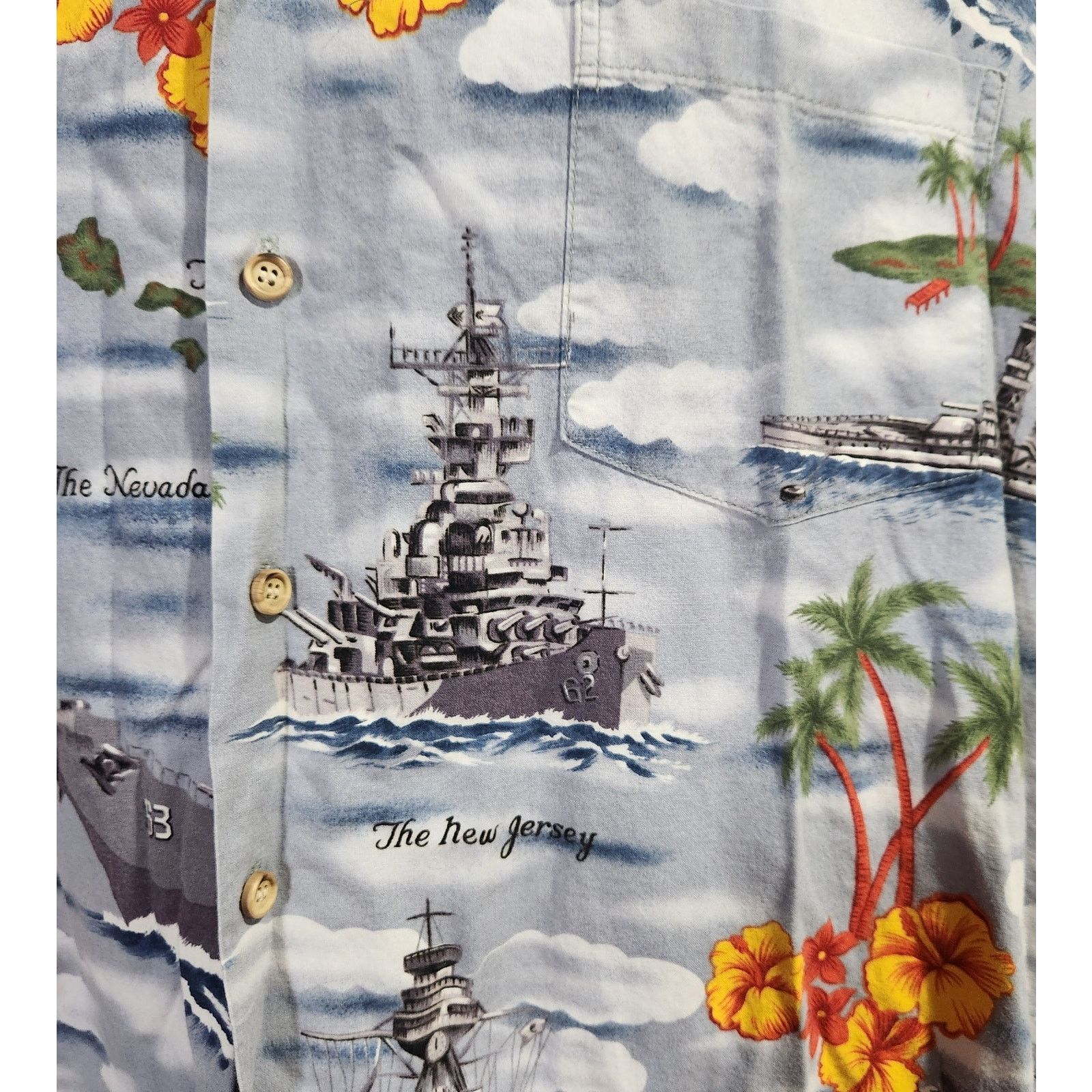Kalaheo VTG Kalaheo Battleship Hawaiian Print Button Up Top XL Size US XL / EU 56 / 4 - 2 Thumbnail