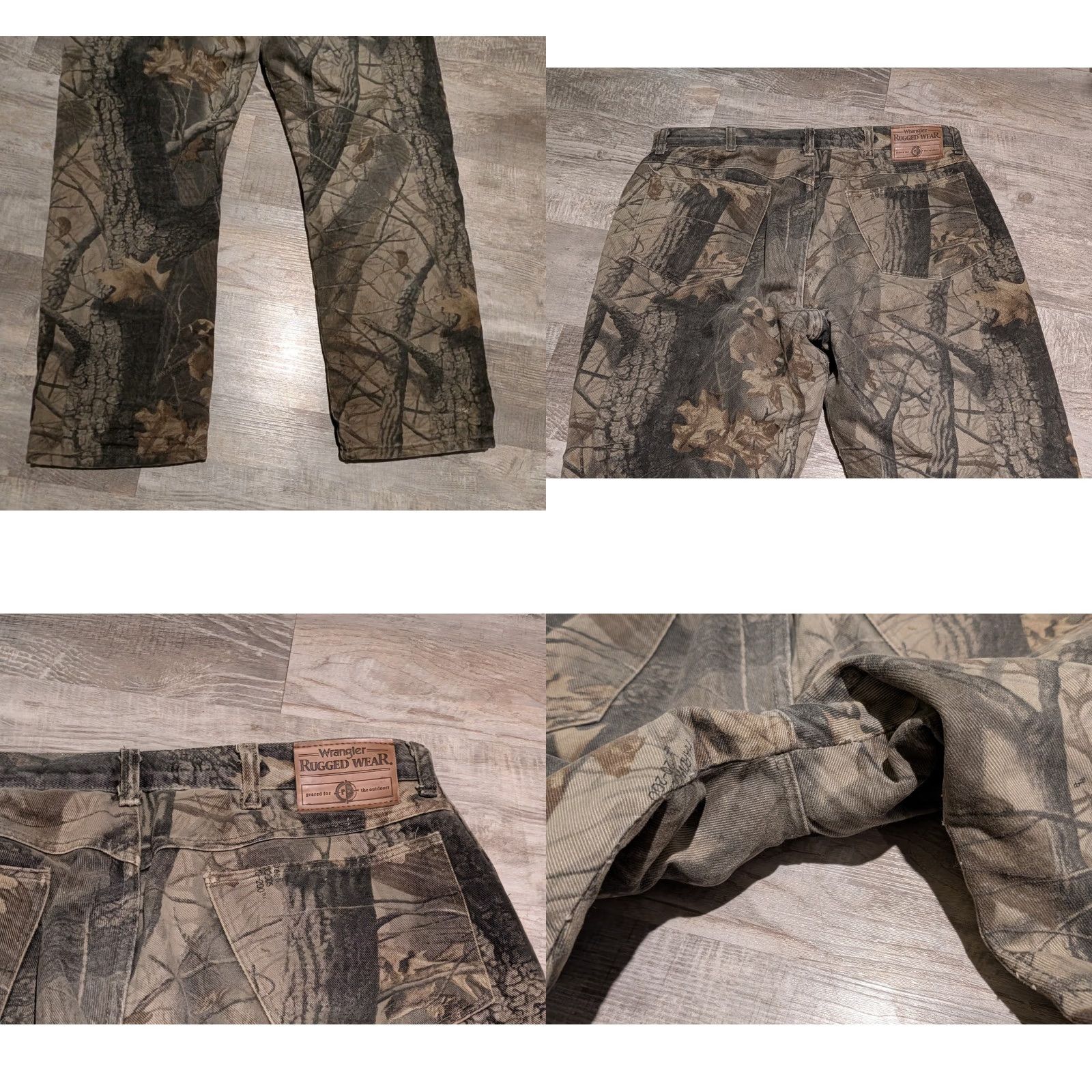 Wrangler VINTAGE Wrangler Rugged Wear Lined Camo Jeans Mens 36x31 RealTree Hardwoods Pants 5-Pocket Denim Wool? (remove inaccurate). Size US 36 / EU 52 - 10 Thumbnail