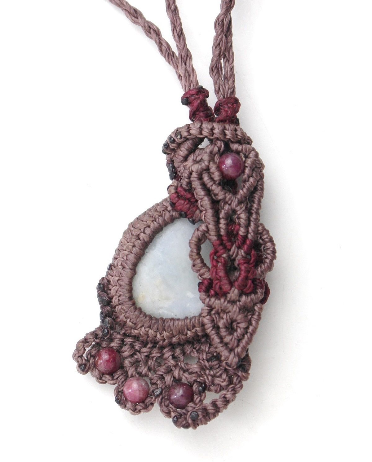 Japanese Brand × Vintage 2000S JAPANESE HANDMADE MILKY QUARTZ MACRAME NECKLACE Size ONE SIZE - 1 Thumbnail