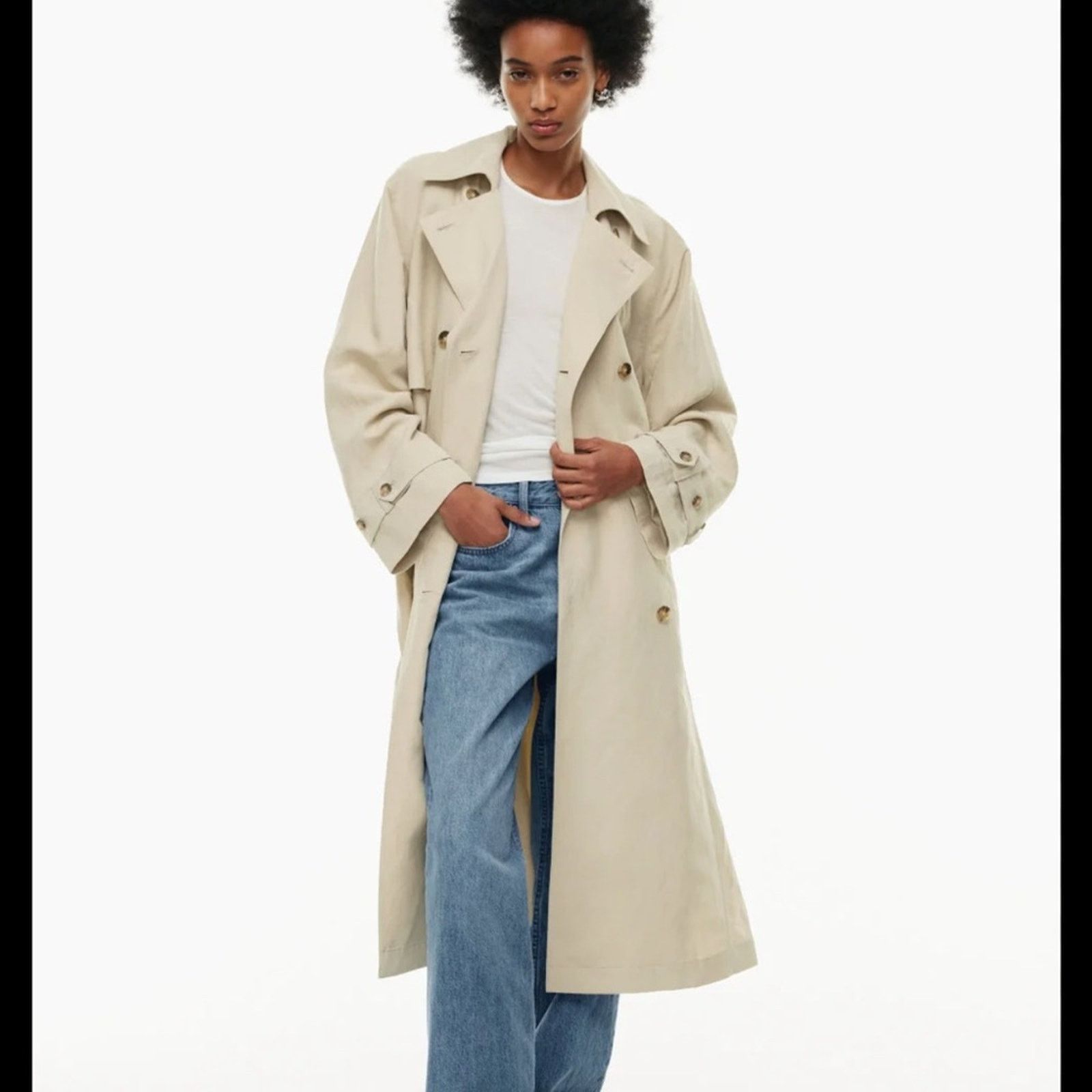 Aritzia Wilfred Phase Trench Coat – Light Birch (Tan/Cream) – Size S Size S / US 4 / IT 40 - 1 Thumbnail