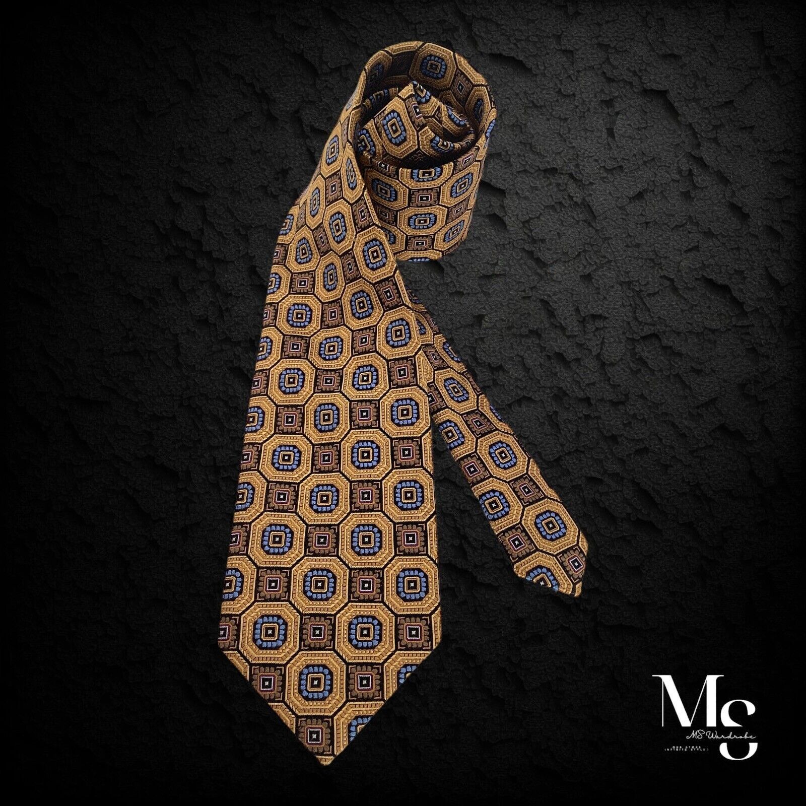 Jos. A. Bank JOS. A. BANK Signature Collection Gold Geometric Silk Hand M Size ONE SIZE - 1 Thumbnail