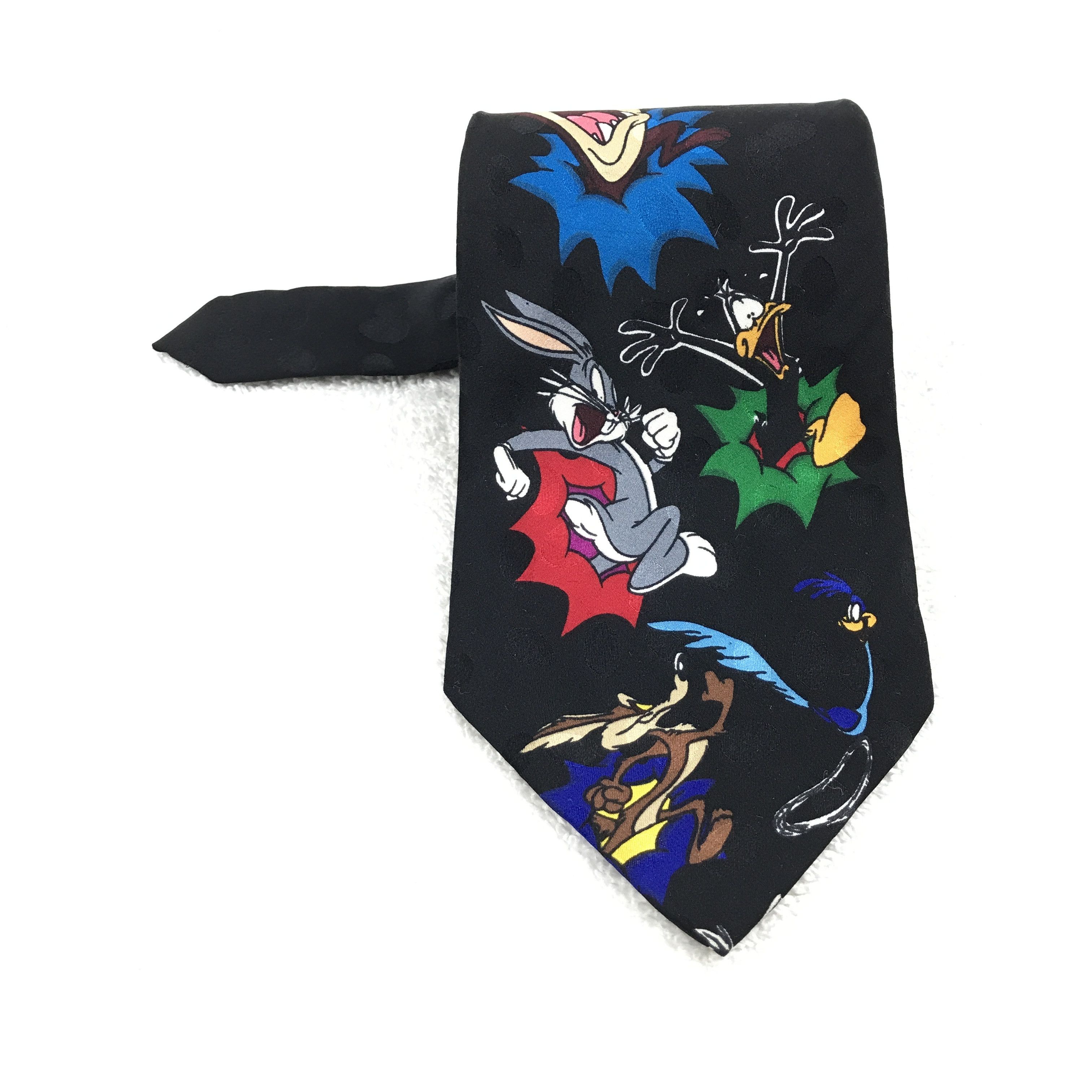 Designer × Vintage Vintage Looney Tunes Mania Silk Necktie Size ONE SIZE - 1 Thumbnail