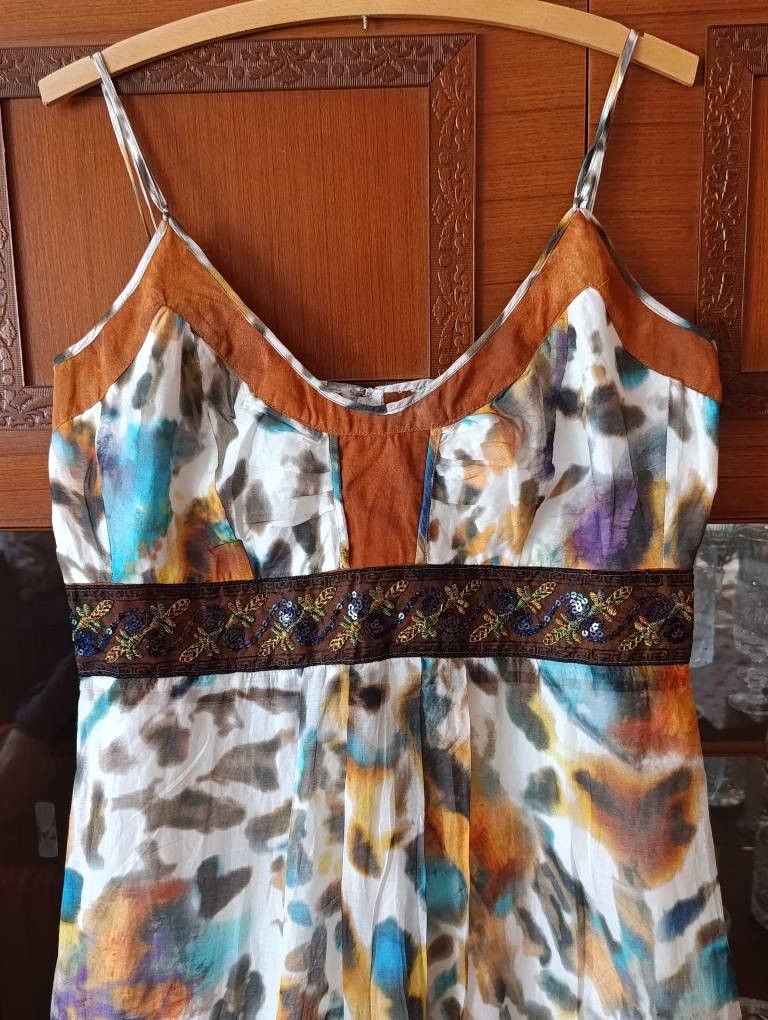 Luisa Cerano Luisa Cerano Silk Cotton Maxi Dress Watercolor Embroidery Size XS / US 0-2 / IT 36-38 - 2 Thumbnail