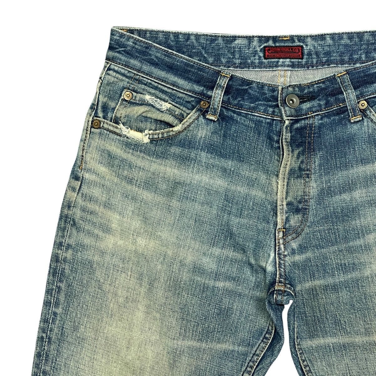 Johnbull Vtg Distressed Faded Straight Selvedge Jeans Made in Japan Size US 32 / EU 48 - 8 Thumbnail