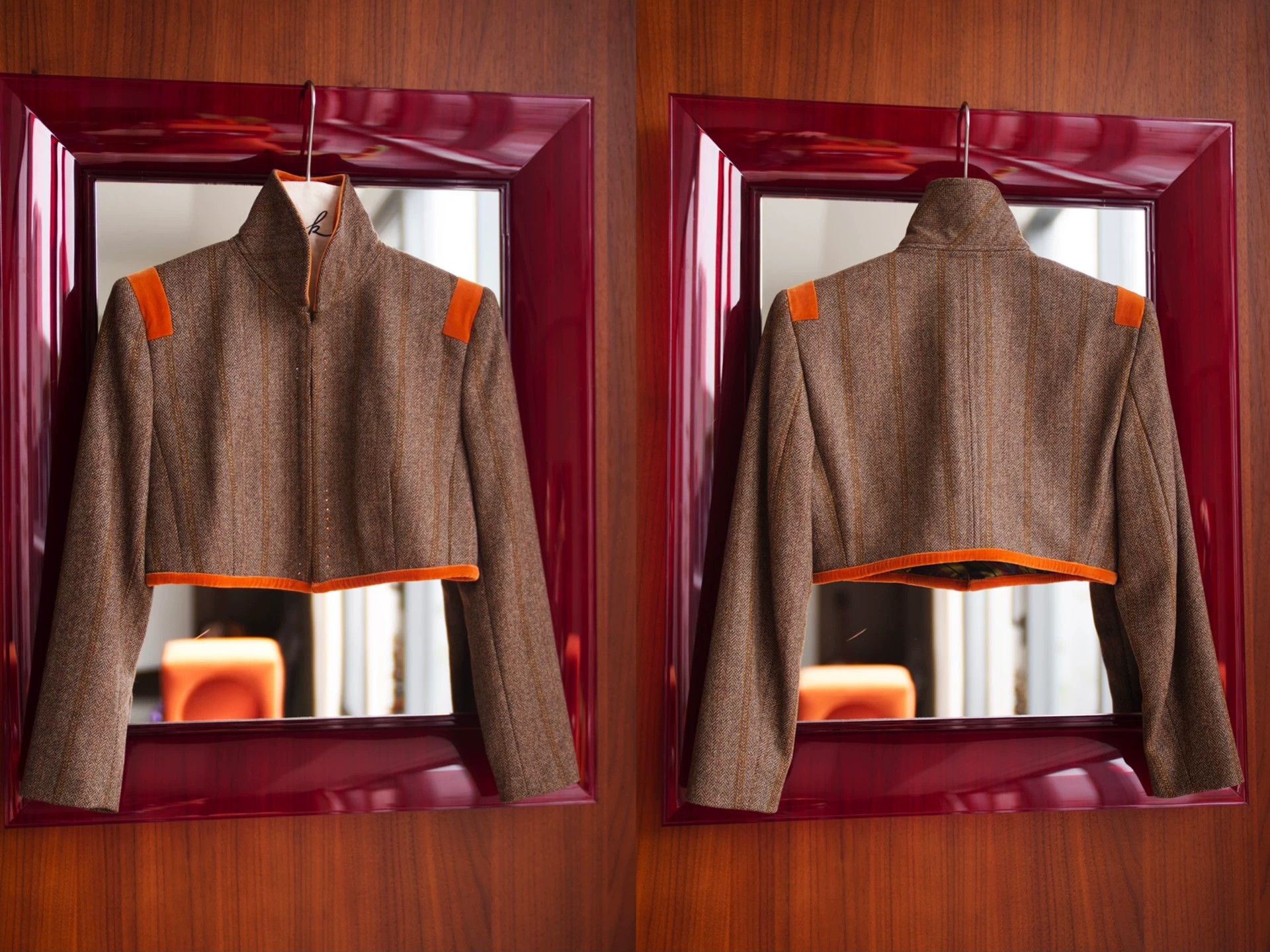 Etro Etro Vintage Warm Brown Wool Herringbone Velvet Short Blazer Size S / US 4 / IT 40 - 2 Thumbnail